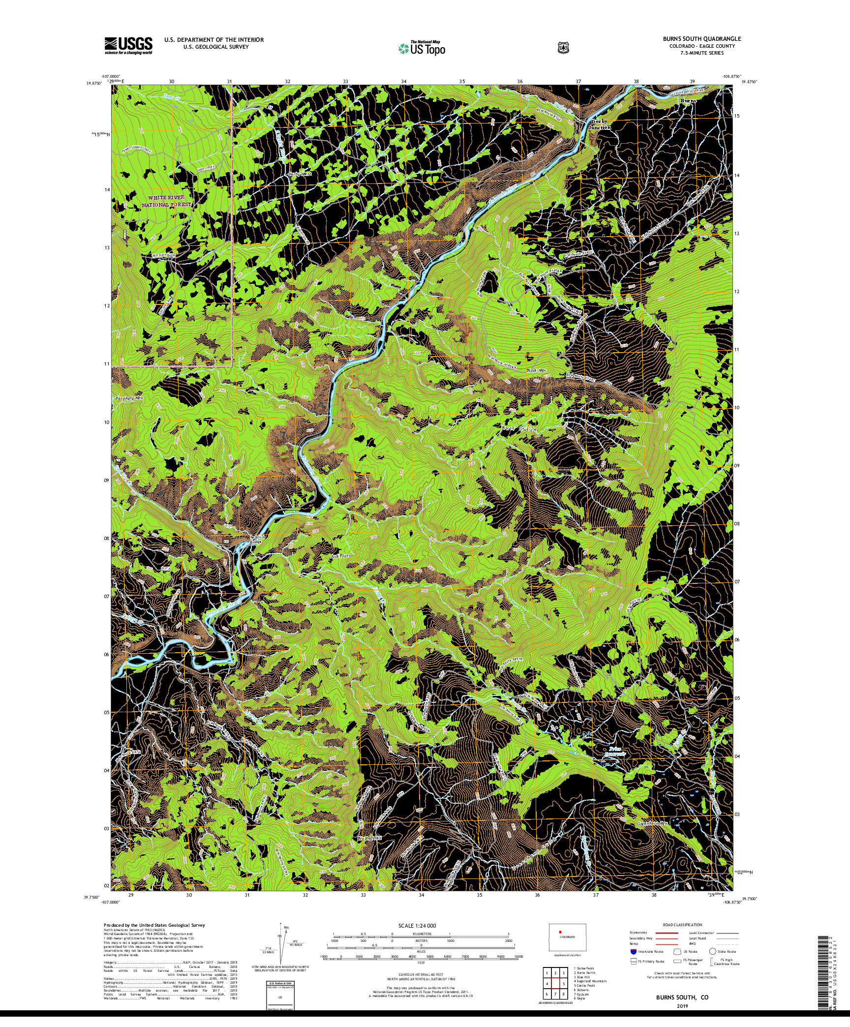 USGS US TOPO 7.5-MINUTE MAP FOR BURNS SOUTH, CO 2019