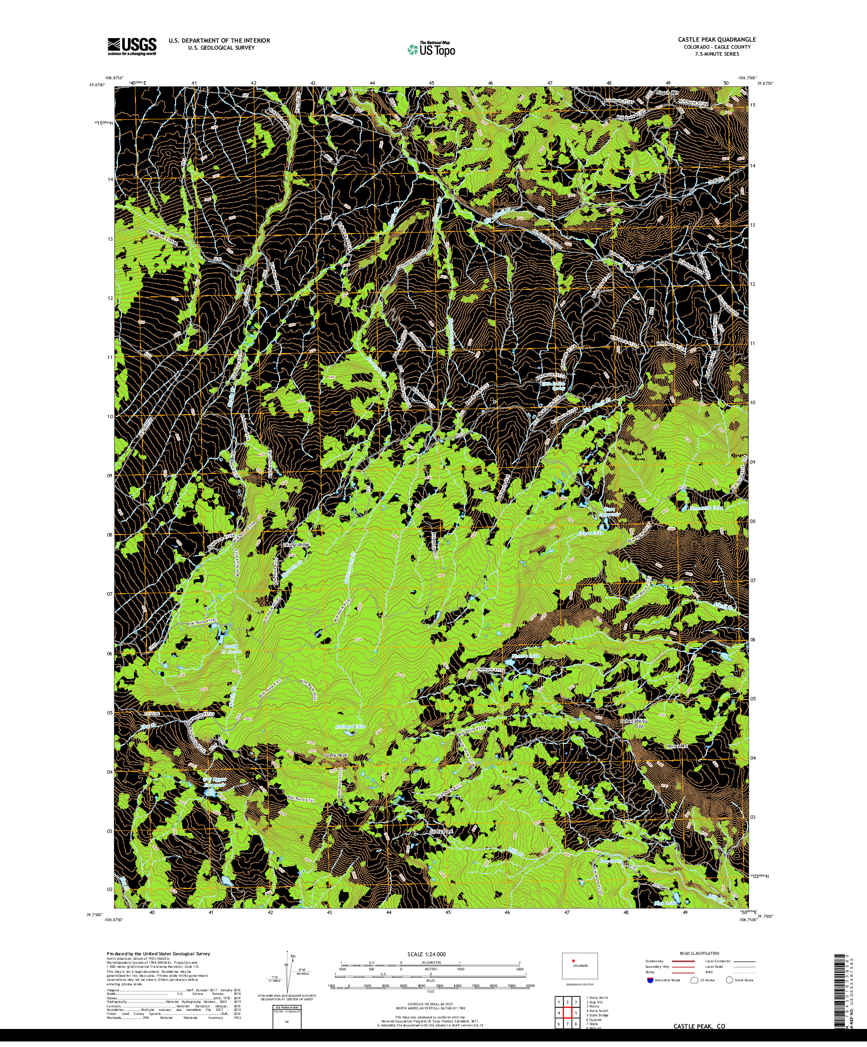 USGS US TOPO 7.5-MINUTE MAP FOR CASTLE PEAK, CO 2019