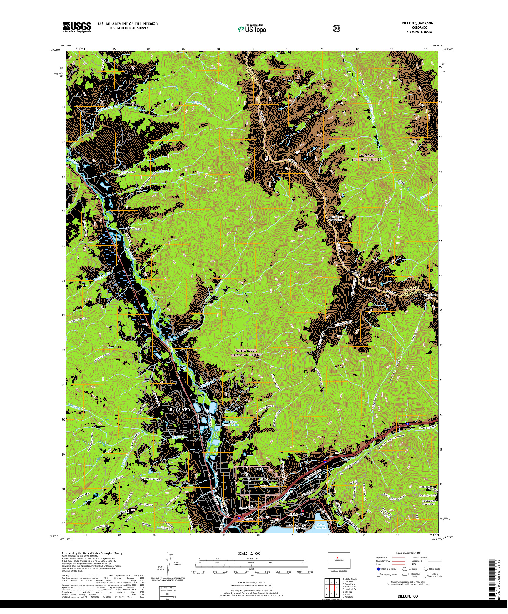 USGS US TOPO 7.5-MINUTE MAP FOR DILLON, CO 2019