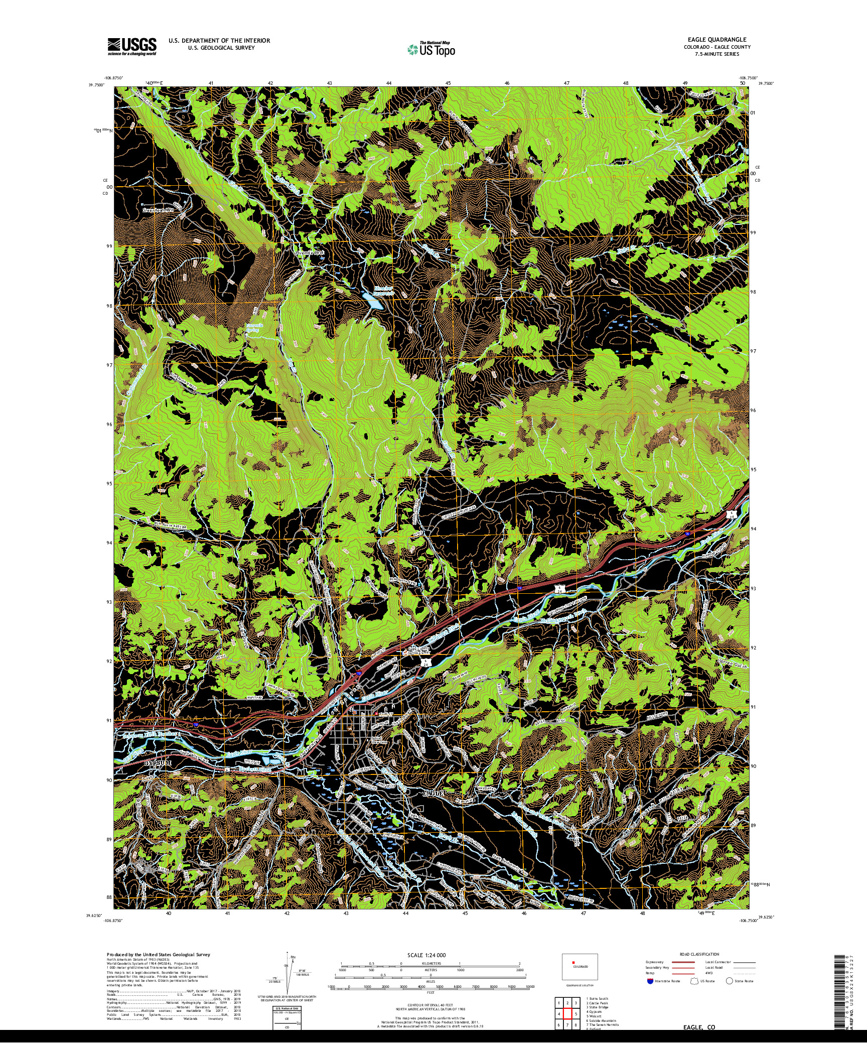 USGS US TOPO 7.5-MINUTE MAP FOR EAGLE, CO 2019