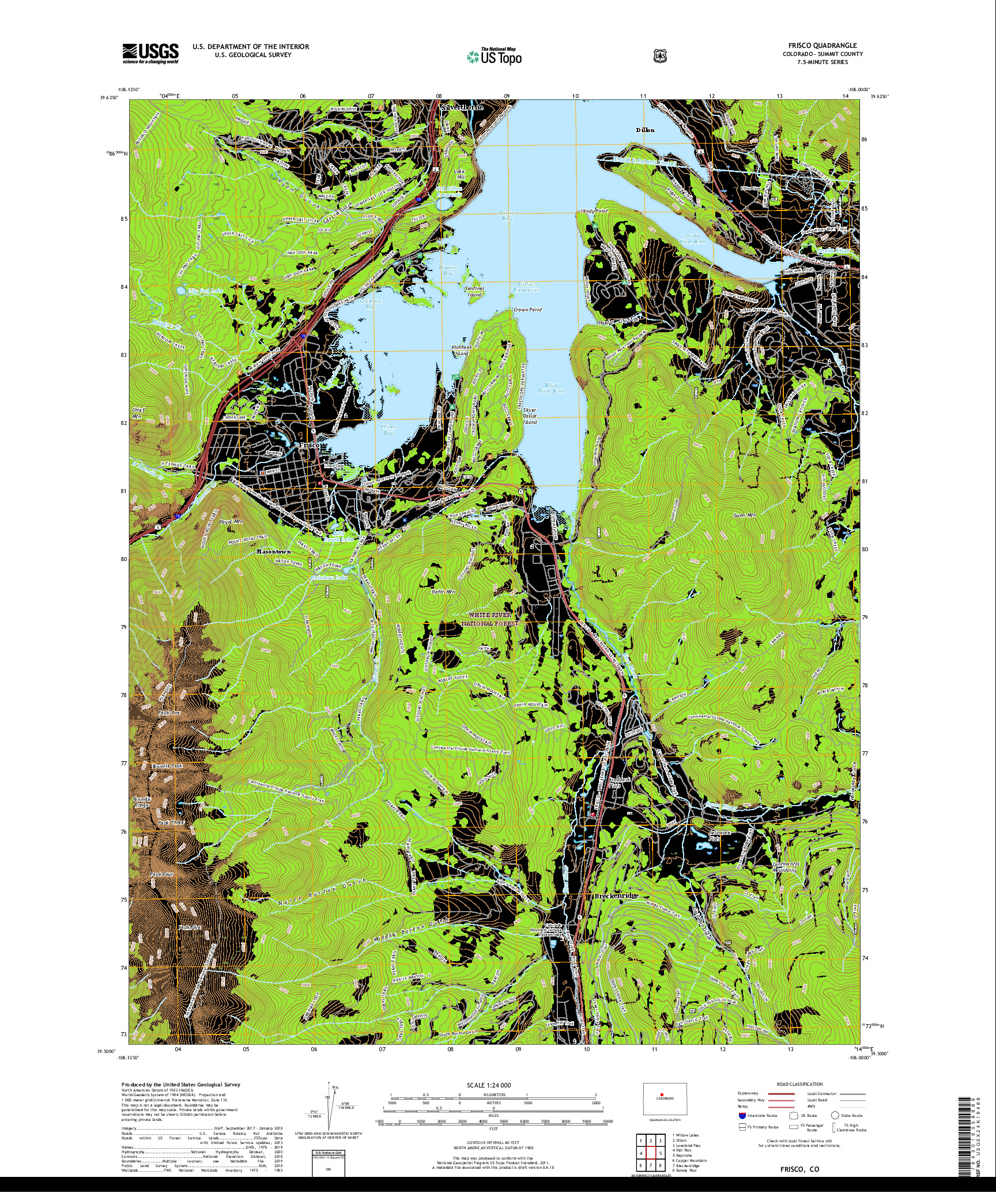 USGS US TOPO 7.5-MINUTE MAP FOR FRISCO, CO 2019