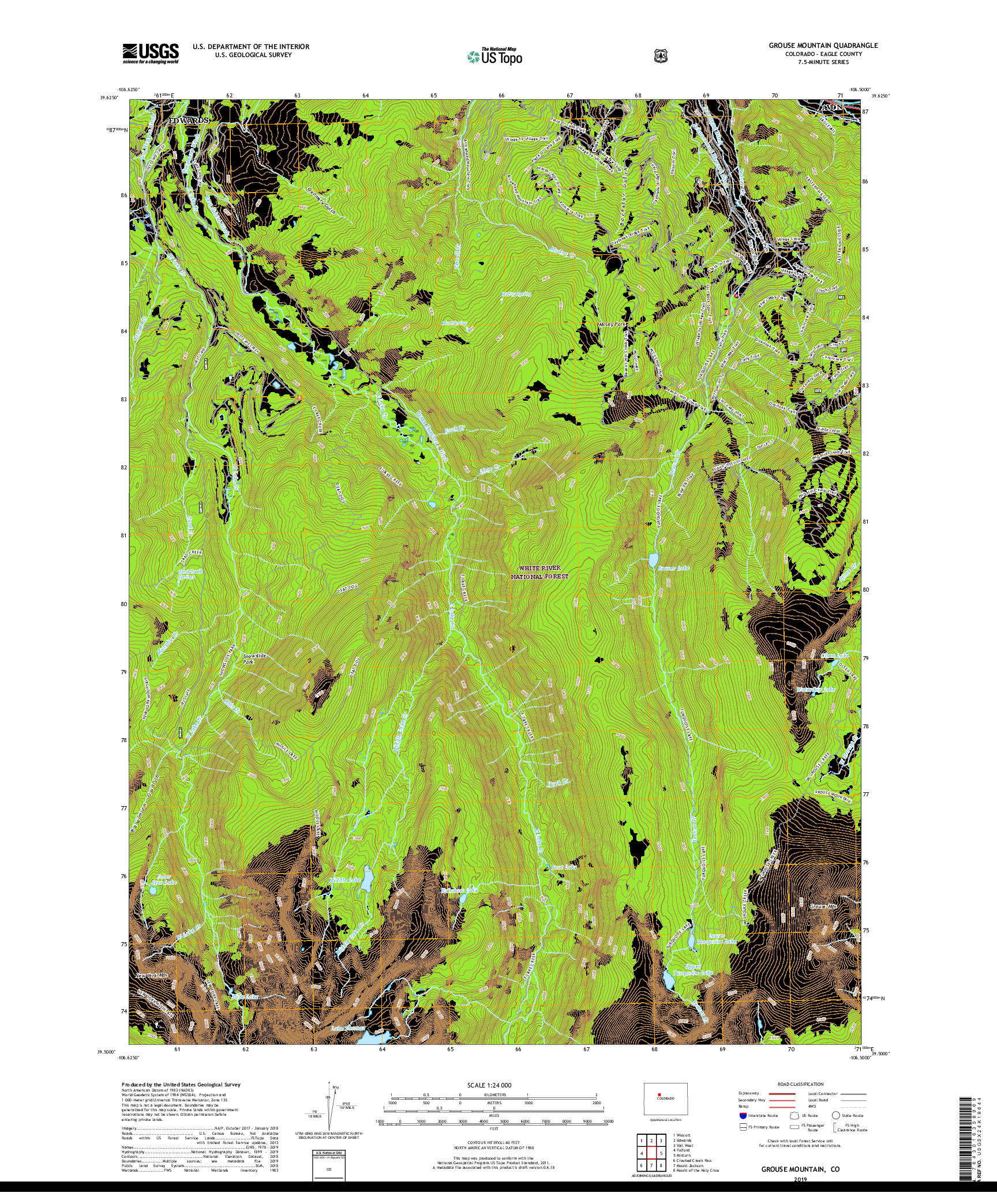 USGS US TOPO 7.5-MINUTE MAP FOR GROUSE MOUNTAIN, CO 2019