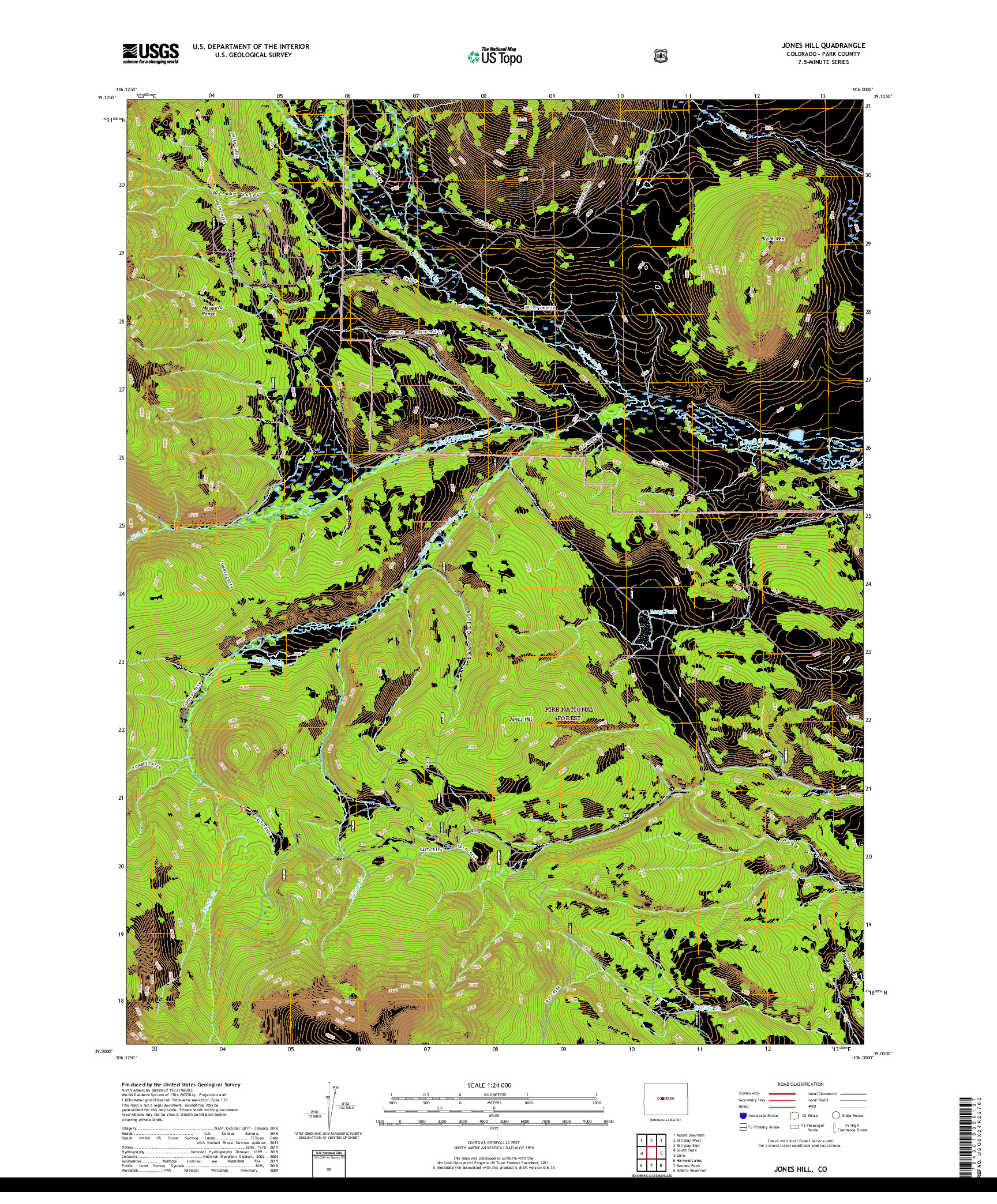 USGS US TOPO 7.5-MINUTE MAP FOR JONES HILL, CO 2019