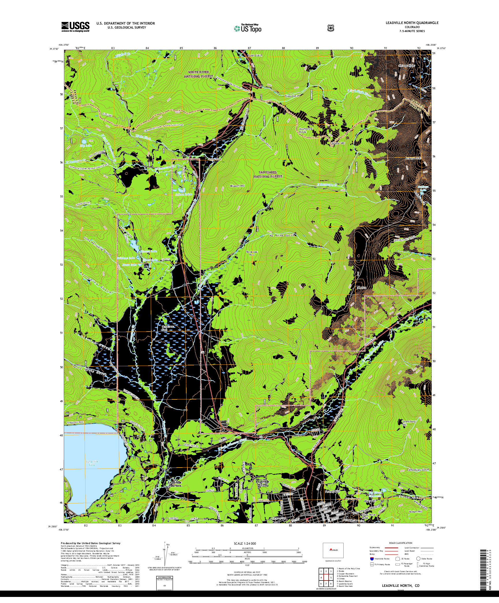 USGS US TOPO 7.5-MINUTE MAP FOR LEADVILLE NORTH, CO 2019