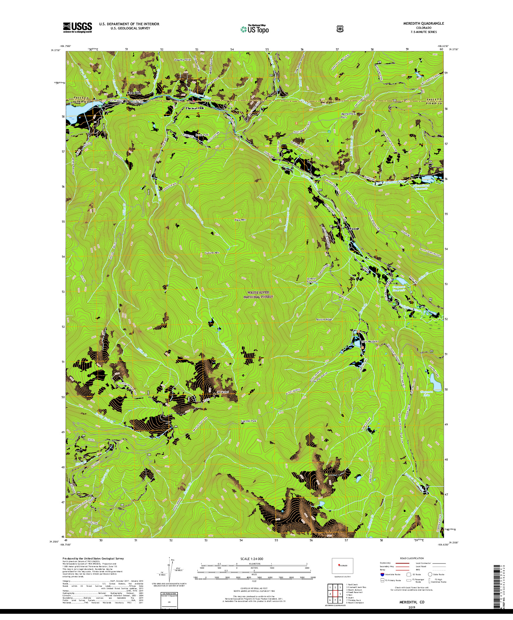 USGS US TOPO 7.5-MINUTE MAP FOR MEREDITH, CO 2019