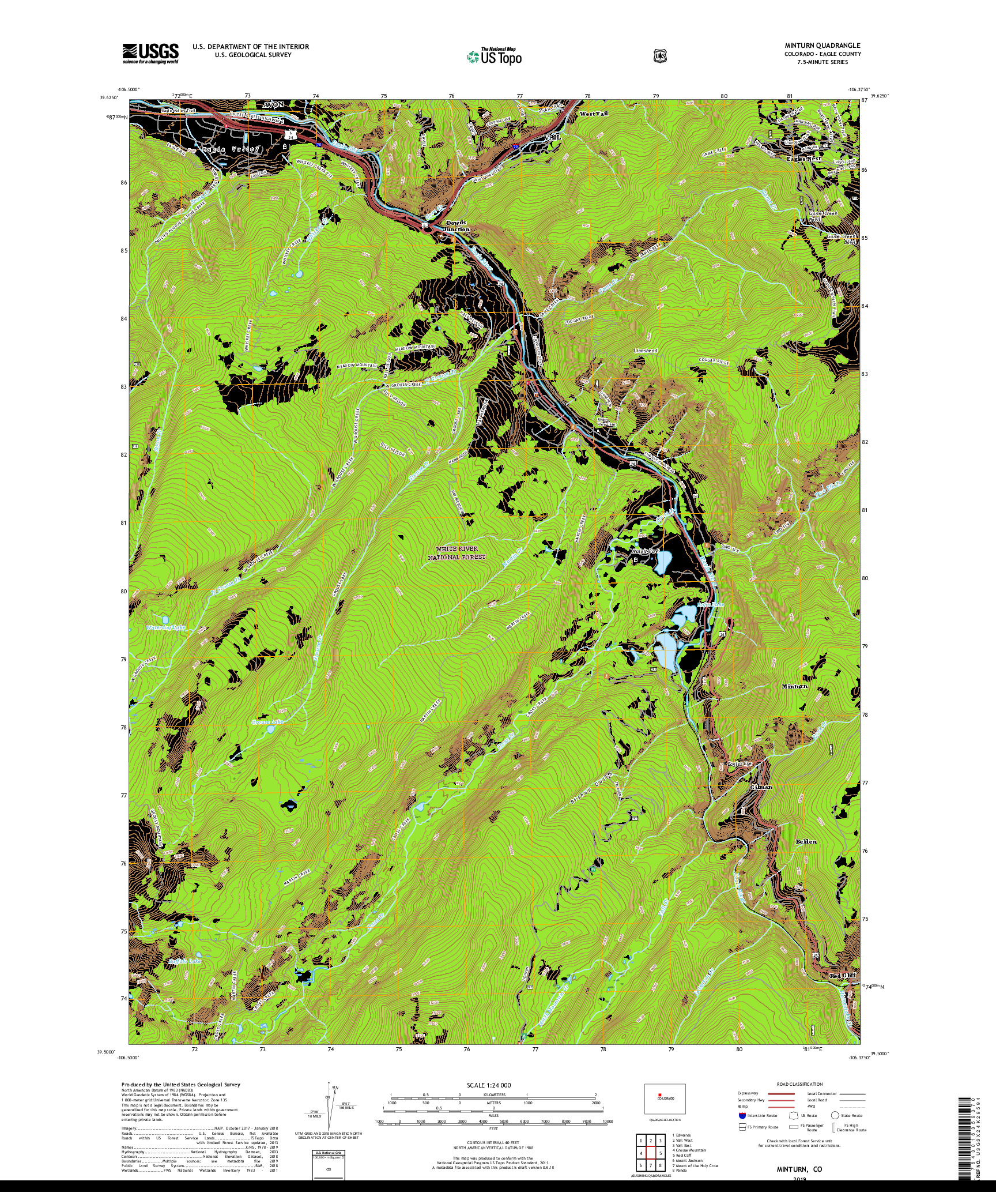USGS US TOPO 7.5-MINUTE MAP FOR MINTURN, CO 2019