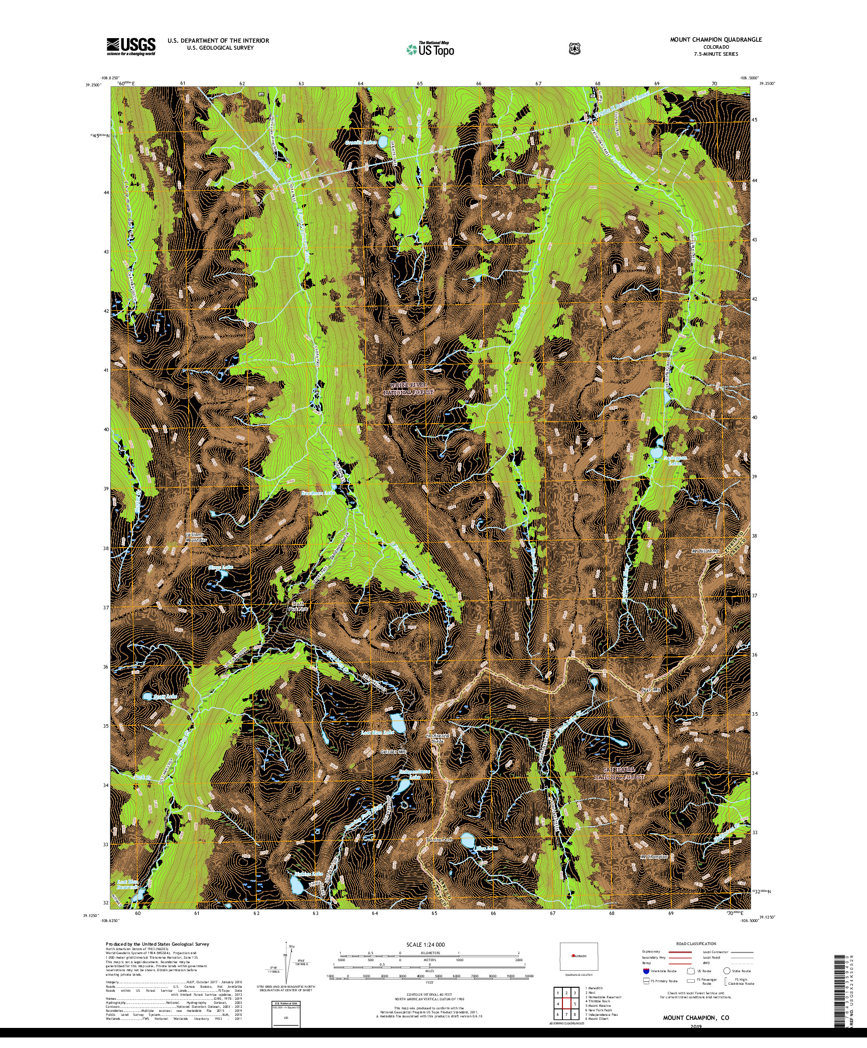 USGS US TOPO 7.5-MINUTE MAP FOR MOUNT CHAMPION, CO 2019