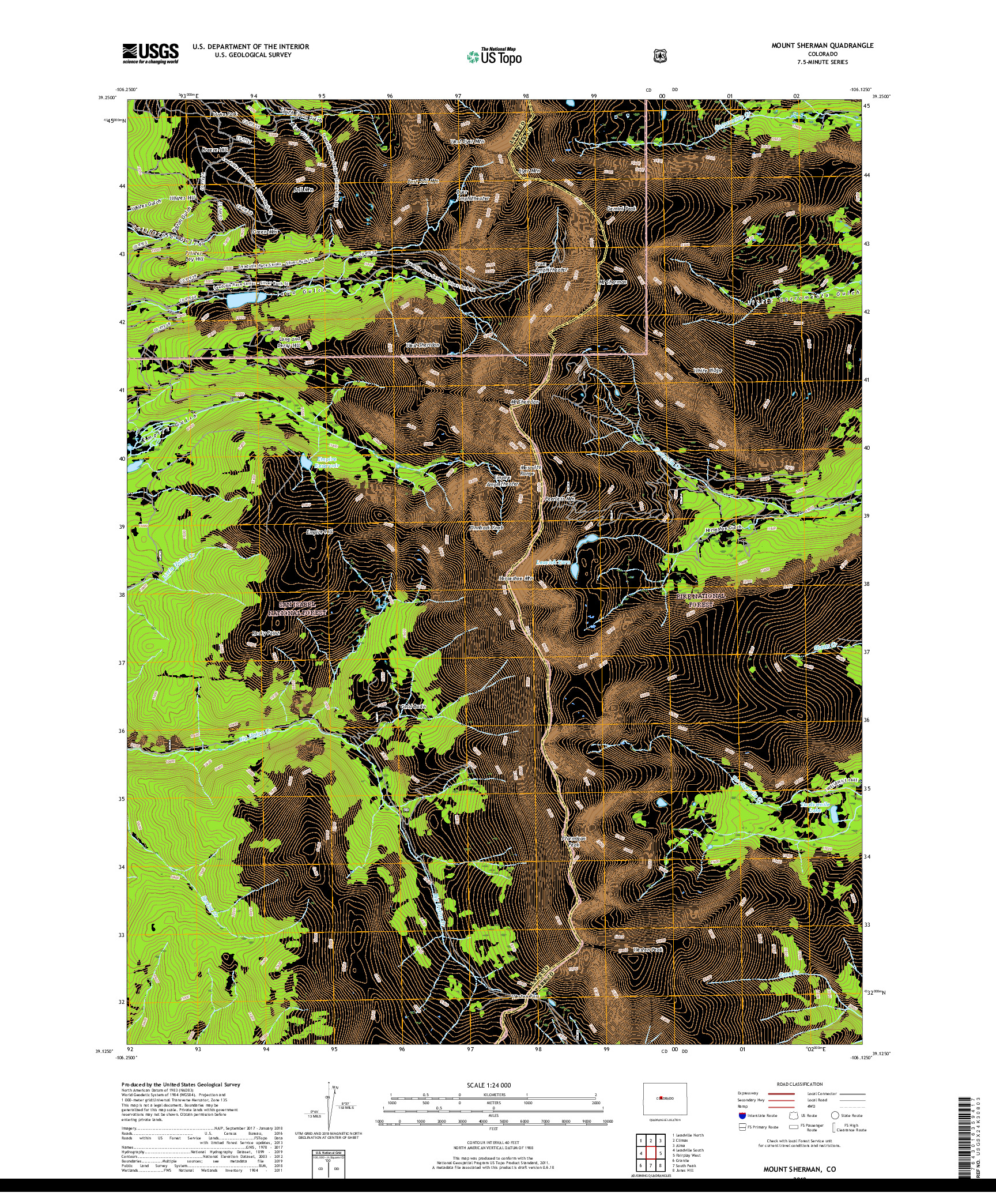 USGS US TOPO 7.5-MINUTE MAP FOR MOUNT SHERMAN, CO 2019