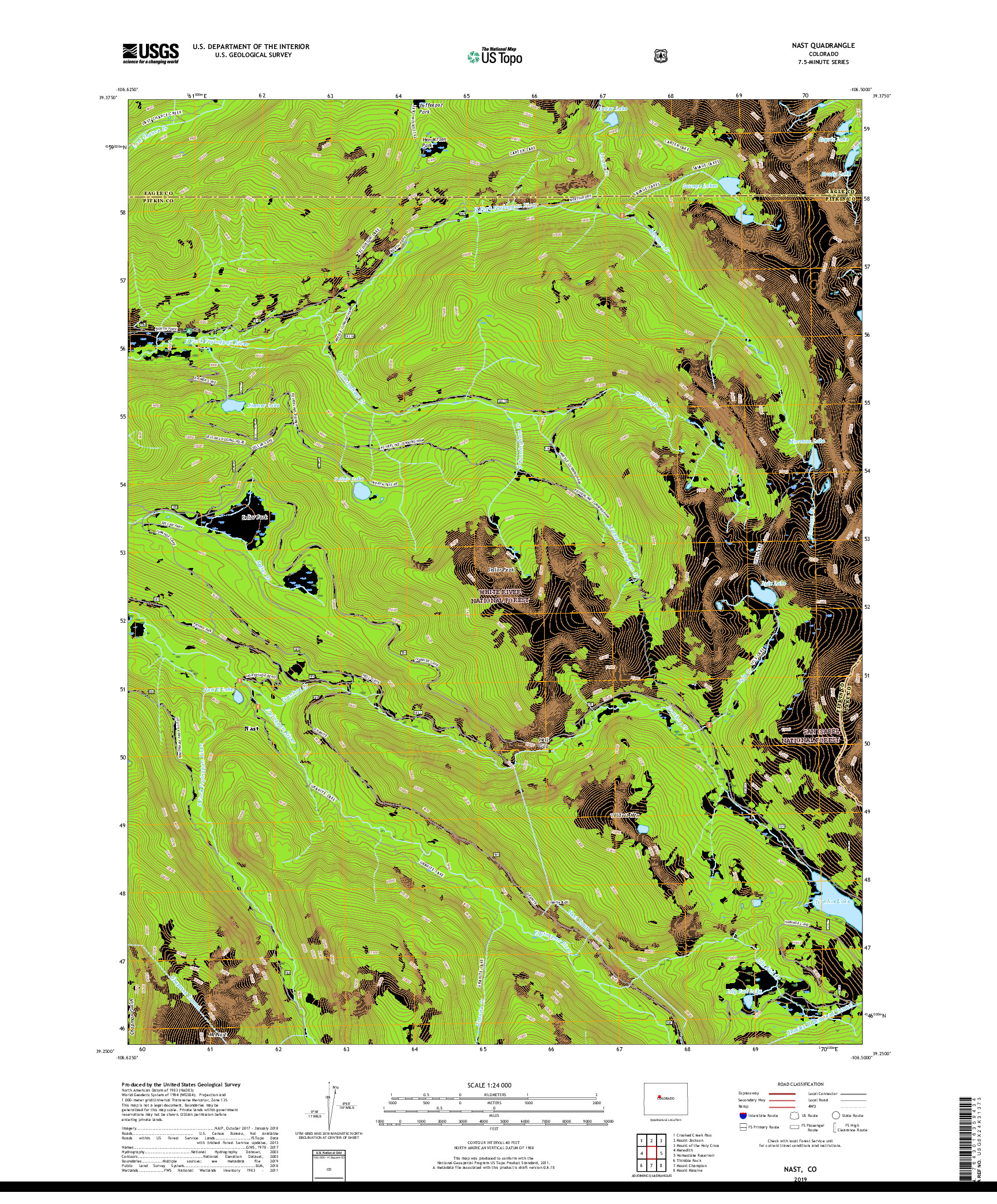 USGS US TOPO 7.5-MINUTE MAP FOR NAST, CO 2019