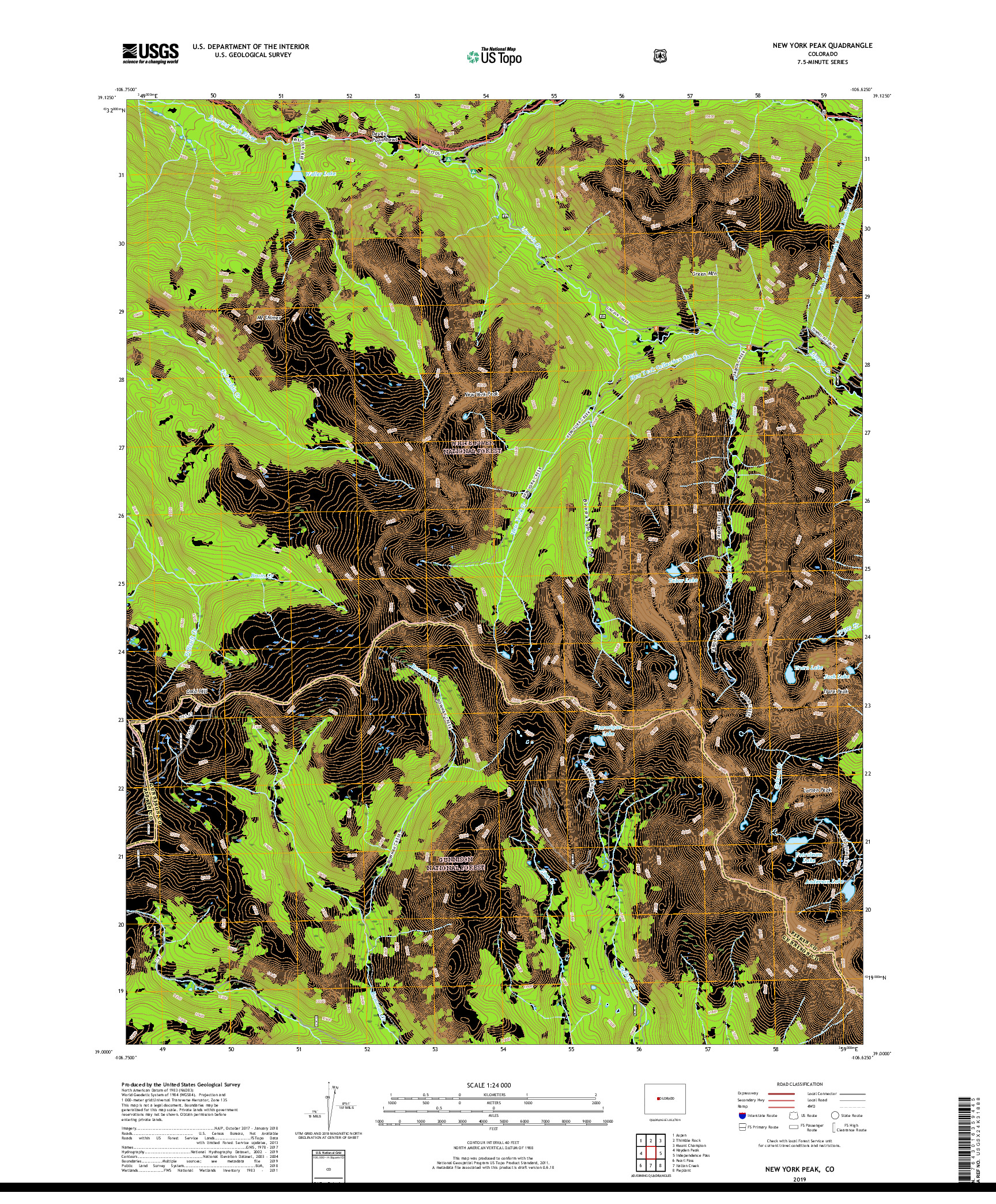 USGS US TOPO 7.5-MINUTE MAP FOR NEW YORK PEAK, CO 2019