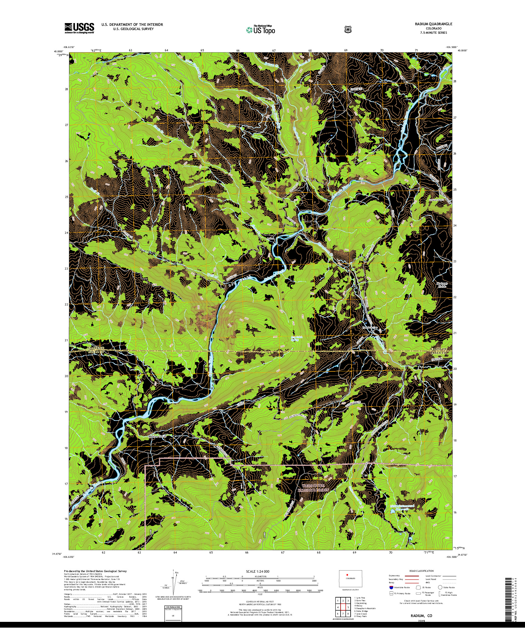 USGS US TOPO 7.5-MINUTE MAP FOR RADIUM, CO 2019