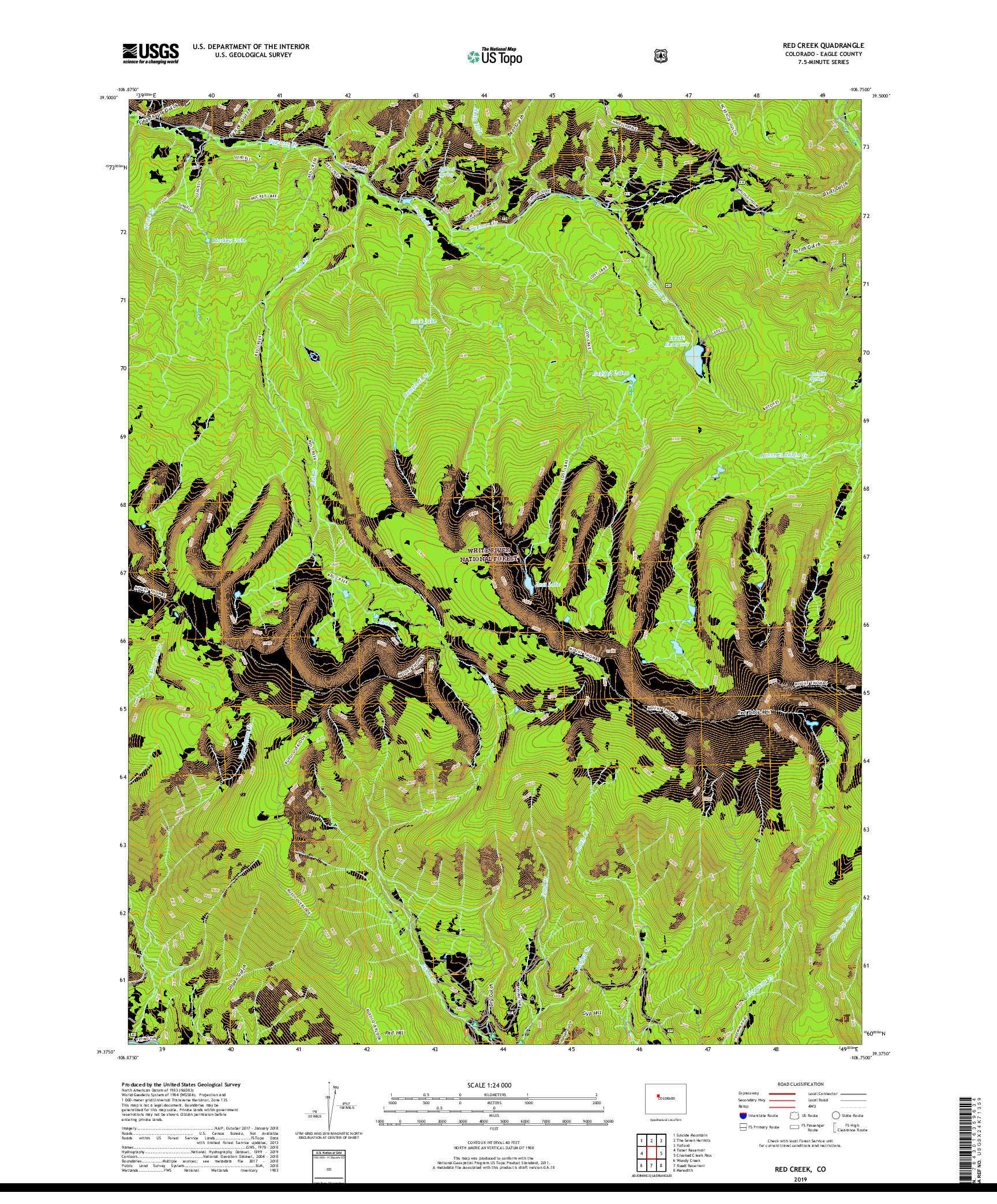 USGS US TOPO 7.5-MINUTE MAP FOR RED CREEK, CO 2019