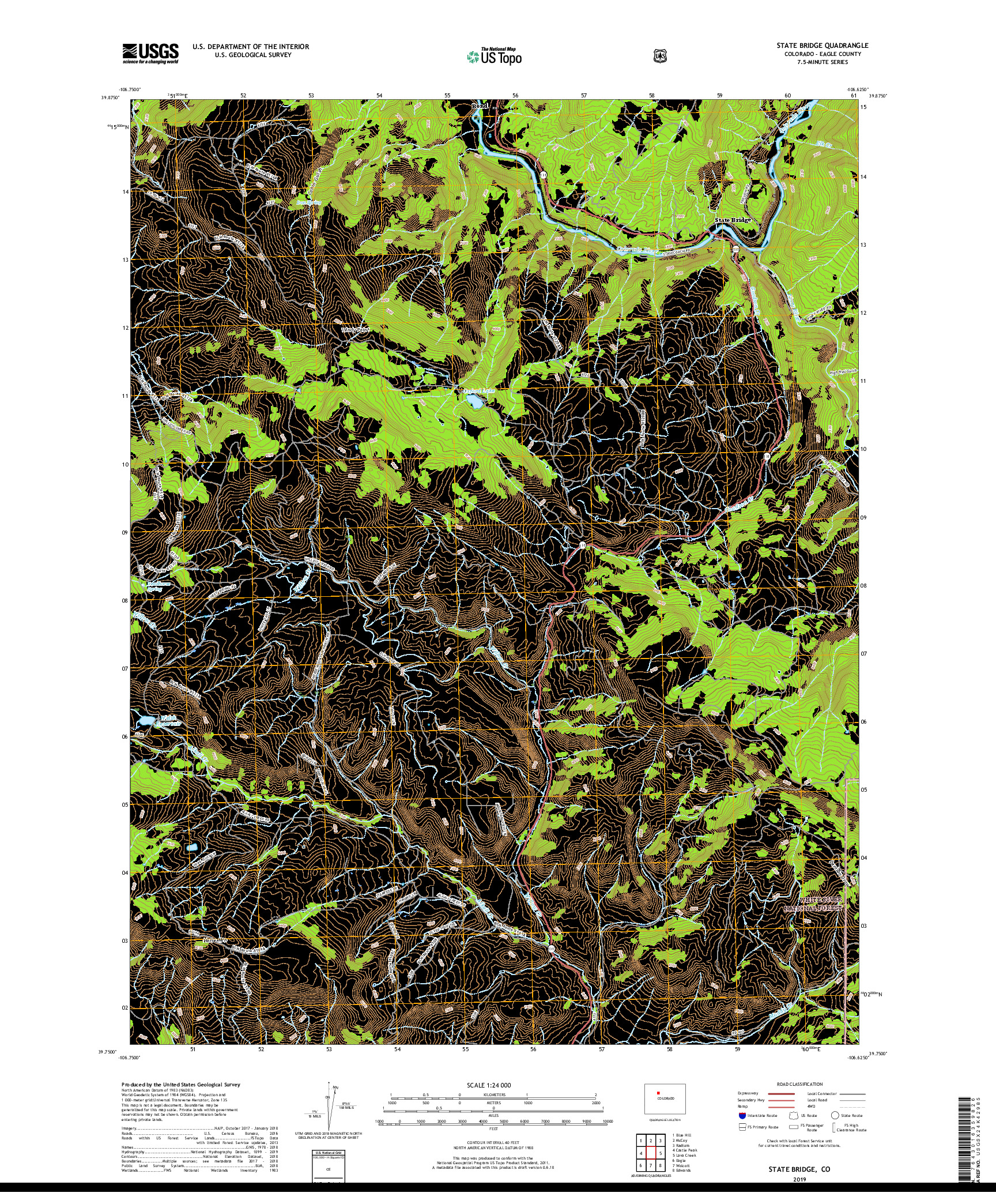 USGS US TOPO 7.5-MINUTE MAP FOR STATE BRIDGE, CO 2019