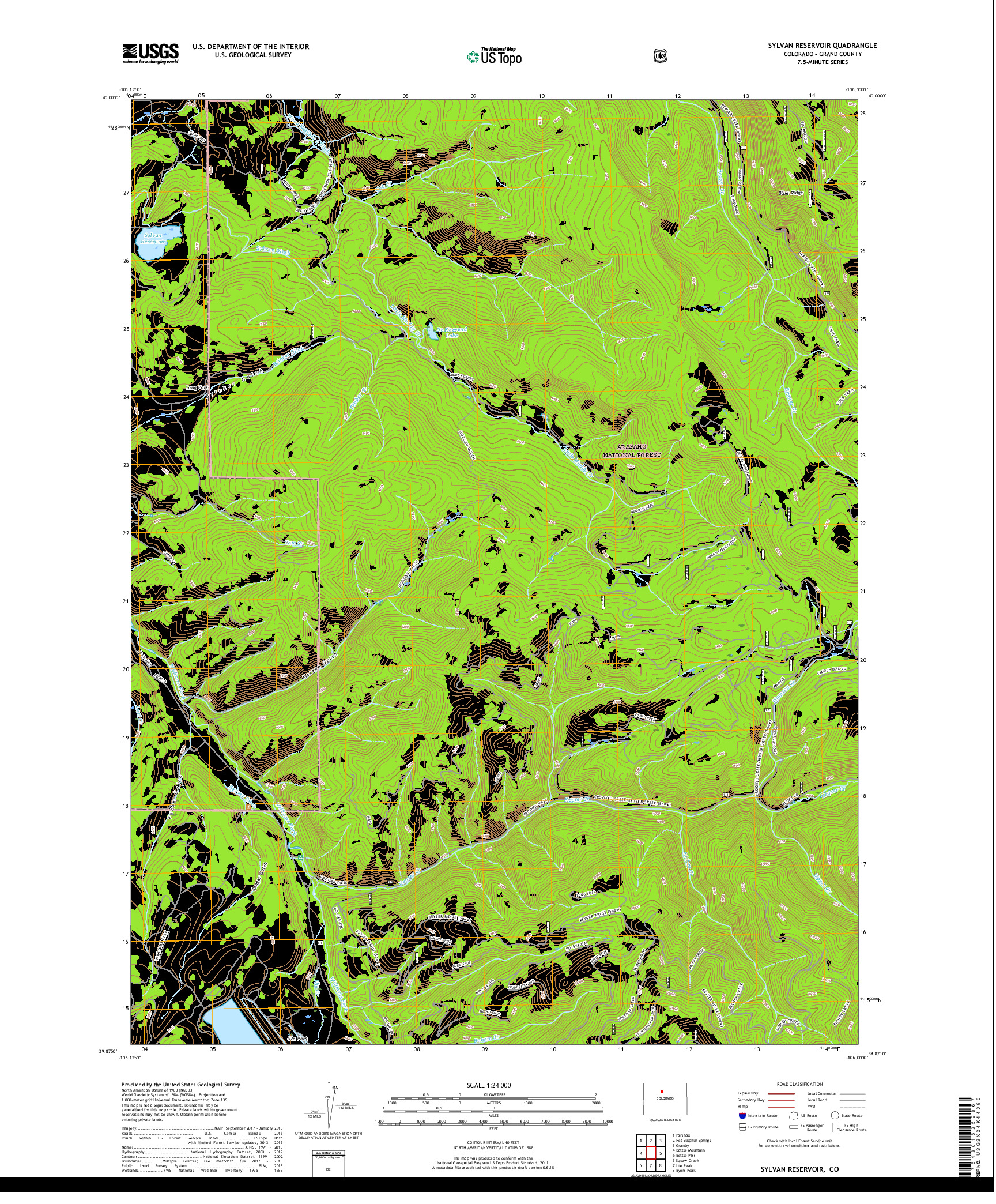 USGS US TOPO 7.5-MINUTE MAP FOR SYLVAN RESERVOIR, CO 2019