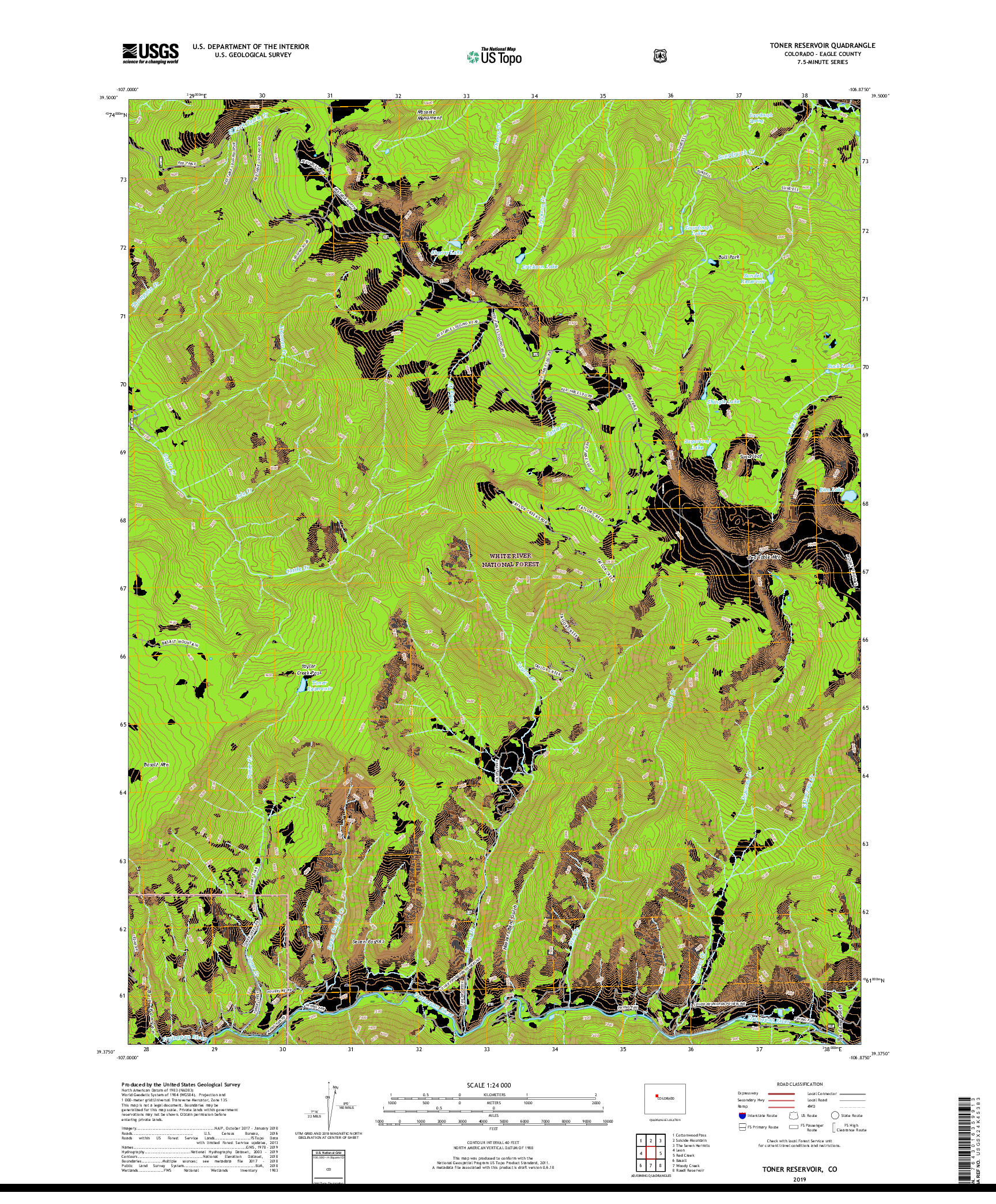 USGS US TOPO 7.5-MINUTE MAP FOR TONER RESERVOIR, CO 2019