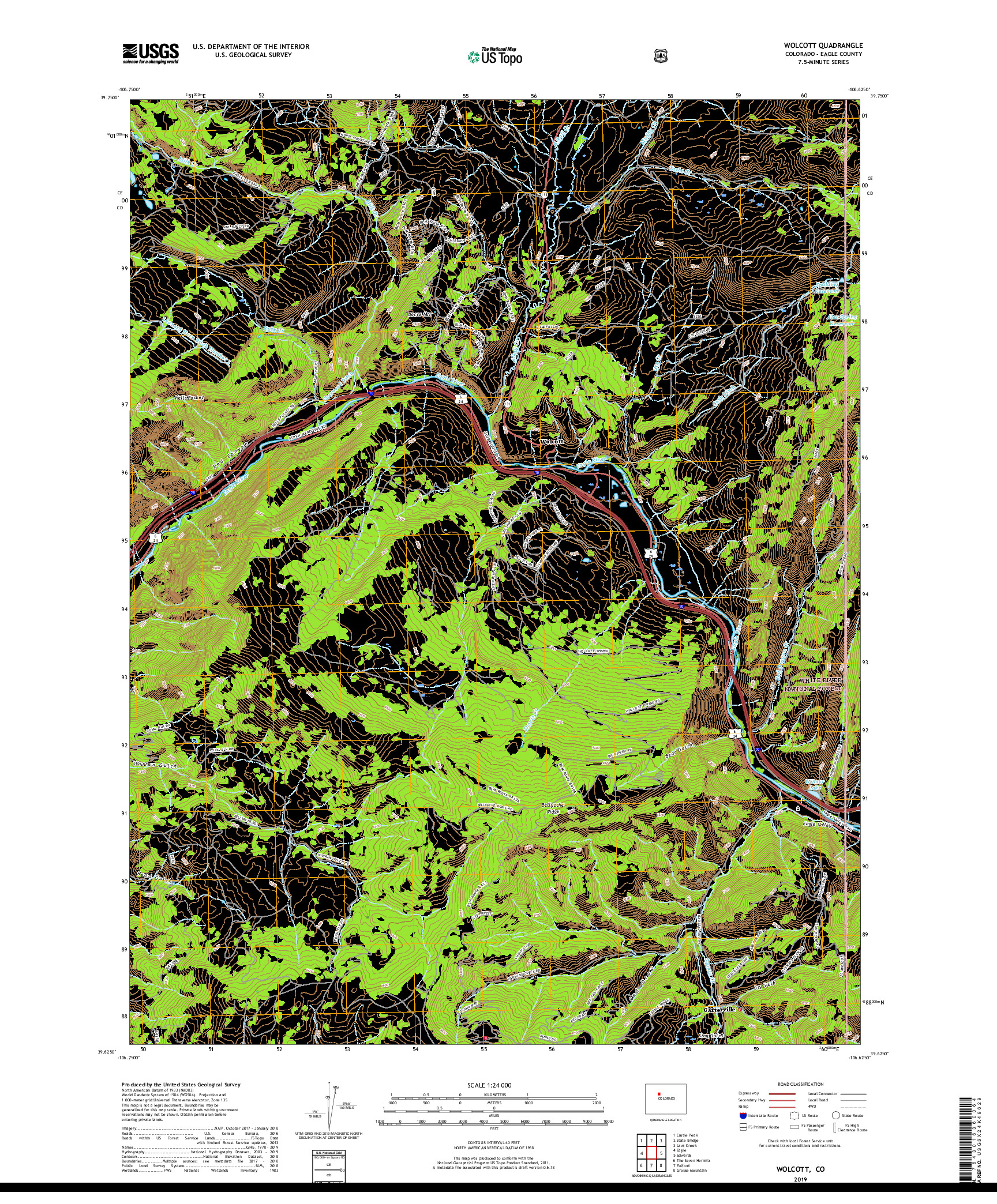 USGS US TOPO 7.5-MINUTE MAP FOR WOLCOTT, CO 2019