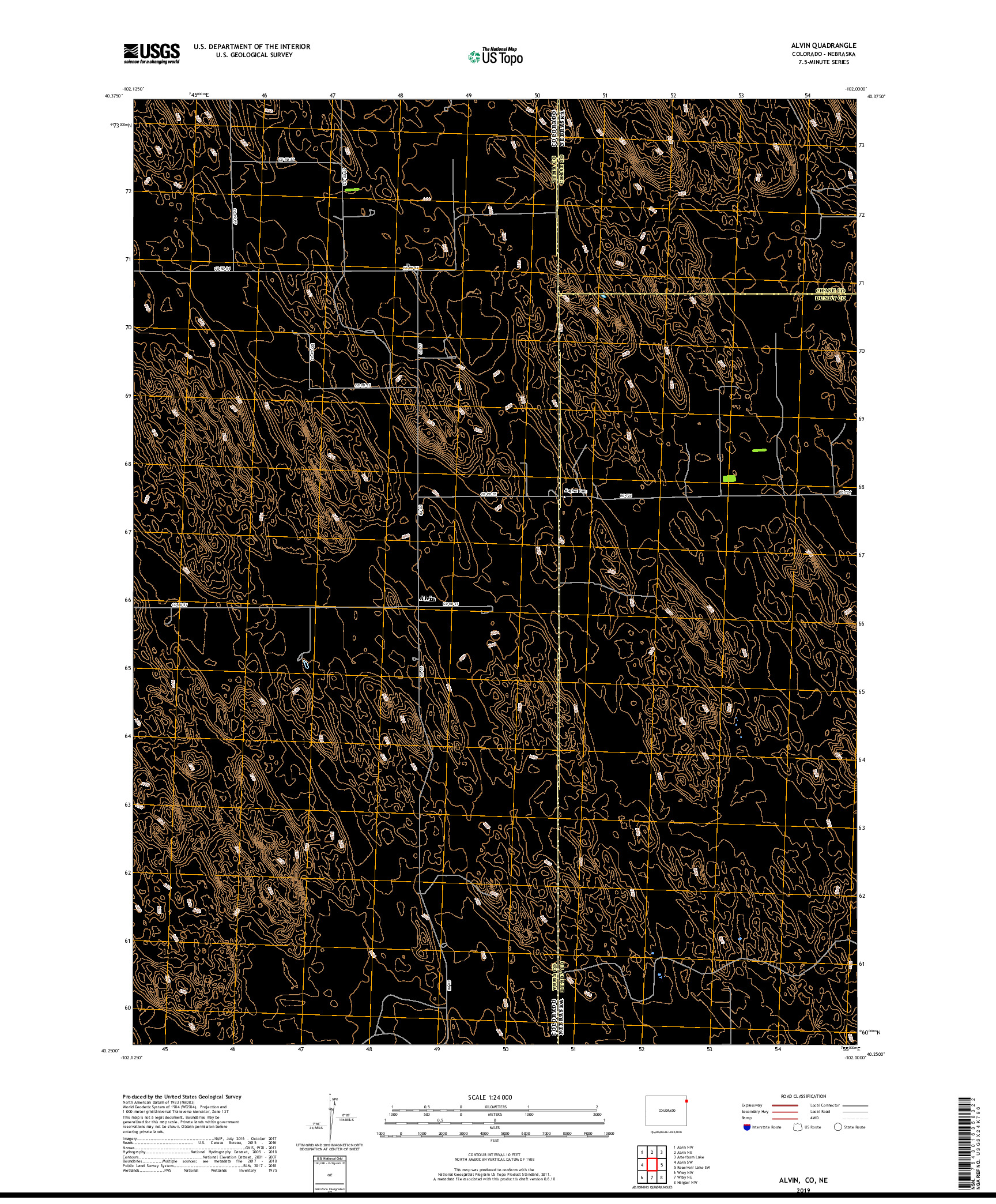 USGS US TOPO 7.5-MINUTE MAP FOR ALVIN, CO,NE 2019