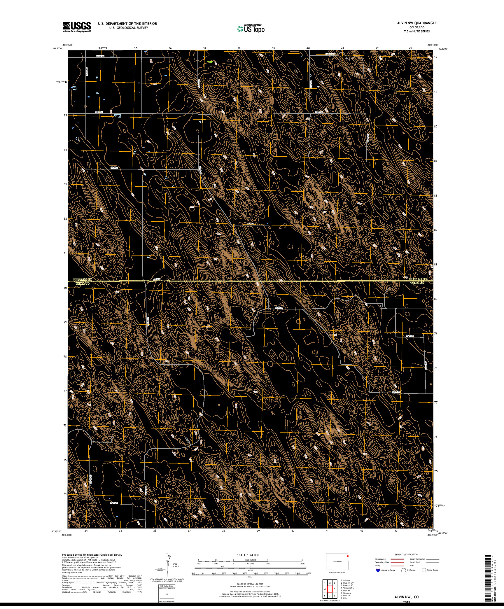 USGS US TOPO 7.5-MINUTE MAP FOR ALVIN NW, CO 2019