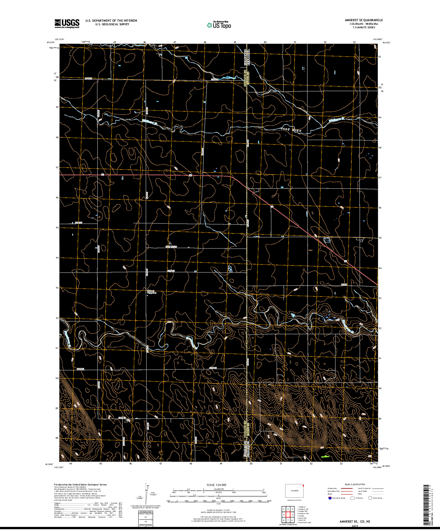 USGS US TOPO 7.5-MINUTE MAP FOR AMHERST SE, CO,NE 2019