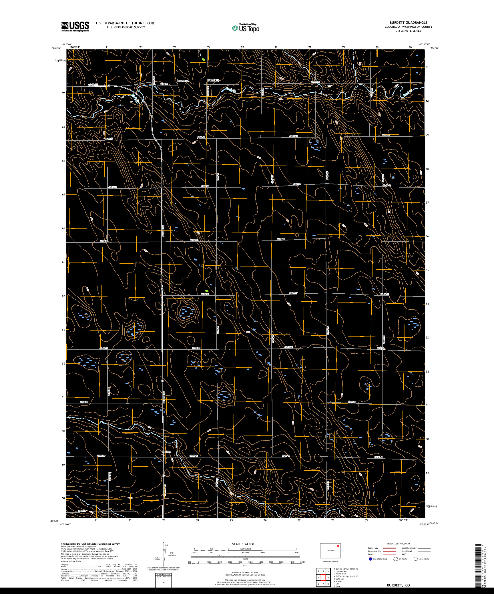 USGS US TOPO 7.5-MINUTE MAP FOR BURDETT, CO 2019