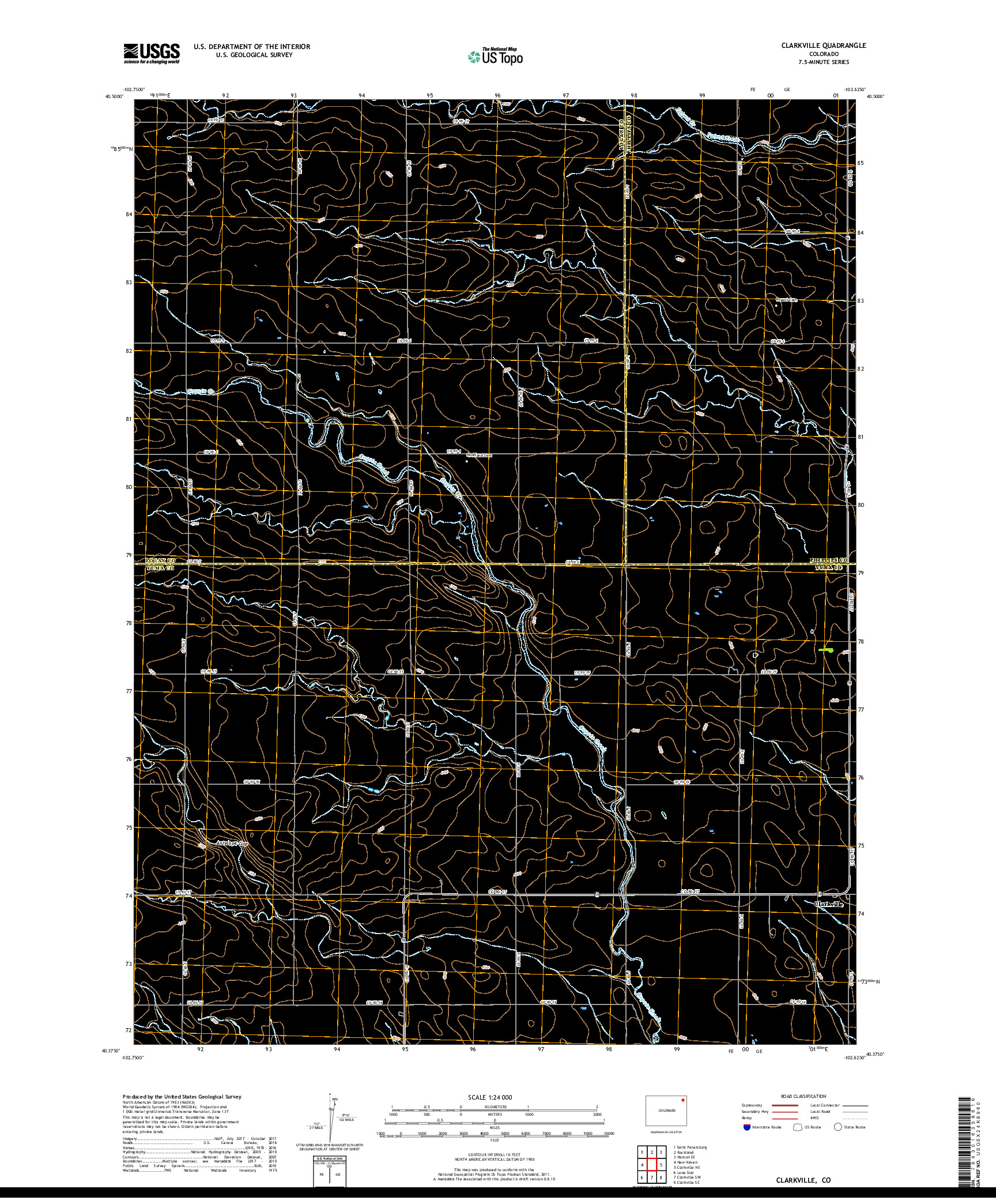 USGS US TOPO 7.5-MINUTE MAP FOR CLARKVILLE, CO 2019