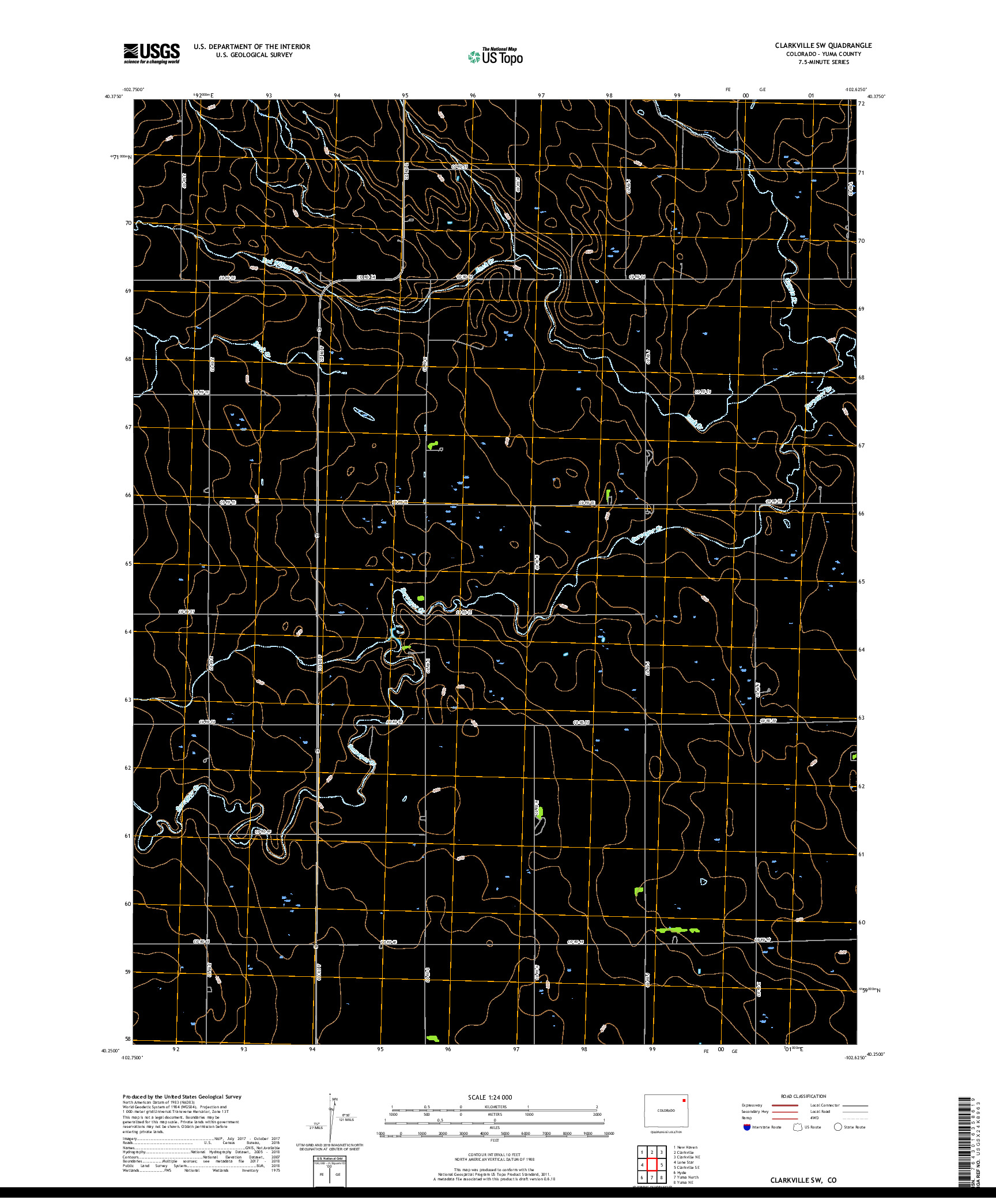 USGS US TOPO 7.5-MINUTE MAP FOR CLARKVILLE SW, CO 2019