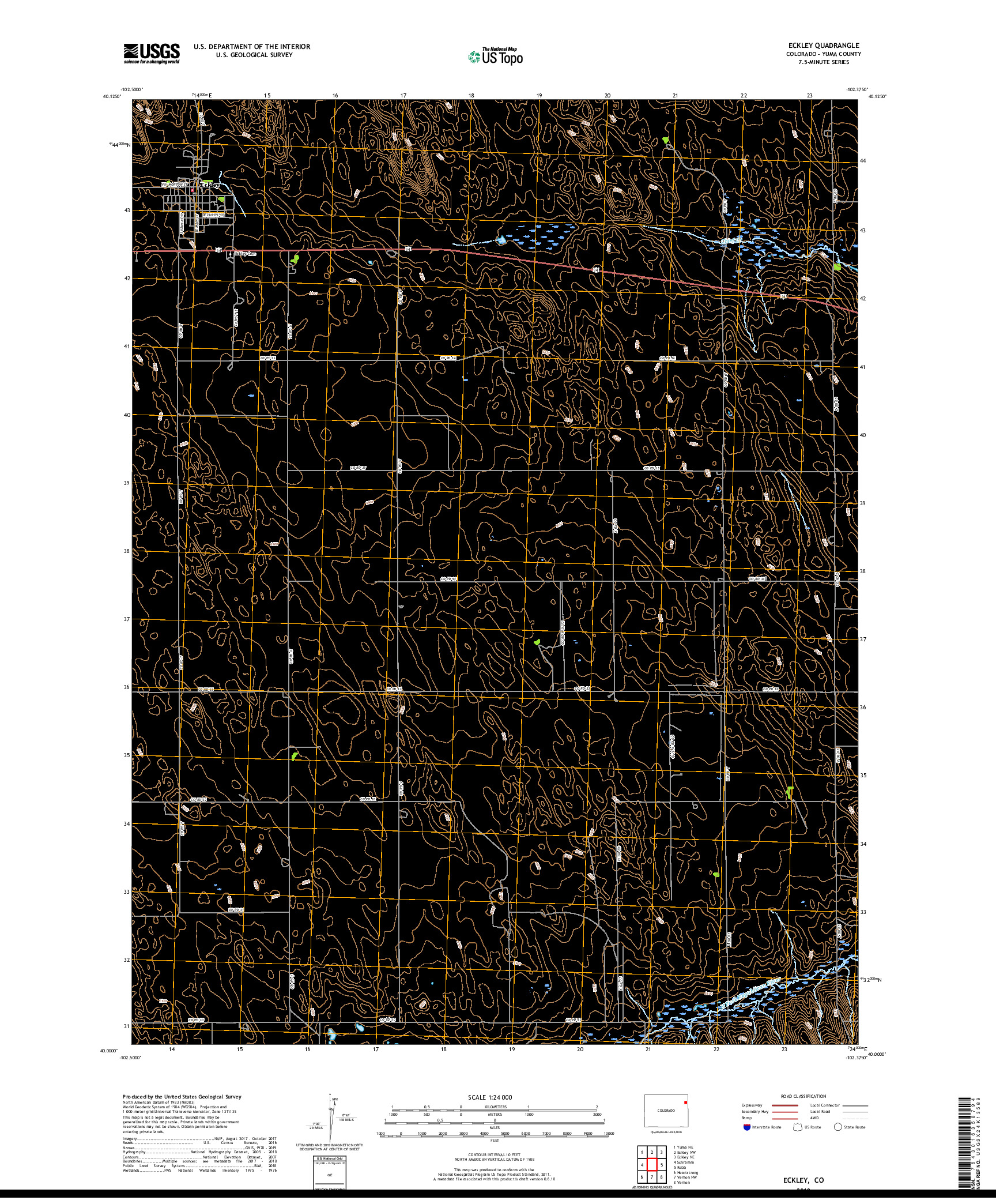 USGS US TOPO 7.5-MINUTE MAP FOR ECKLEY, CO 2019