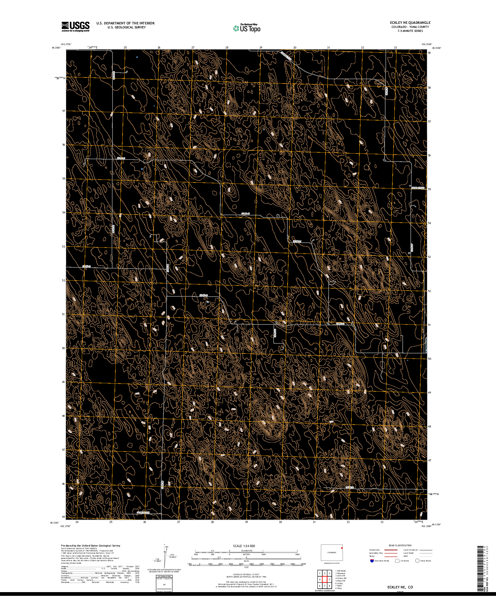 USGS US TOPO 7.5-MINUTE MAP FOR ECKLEY NE, CO 2019