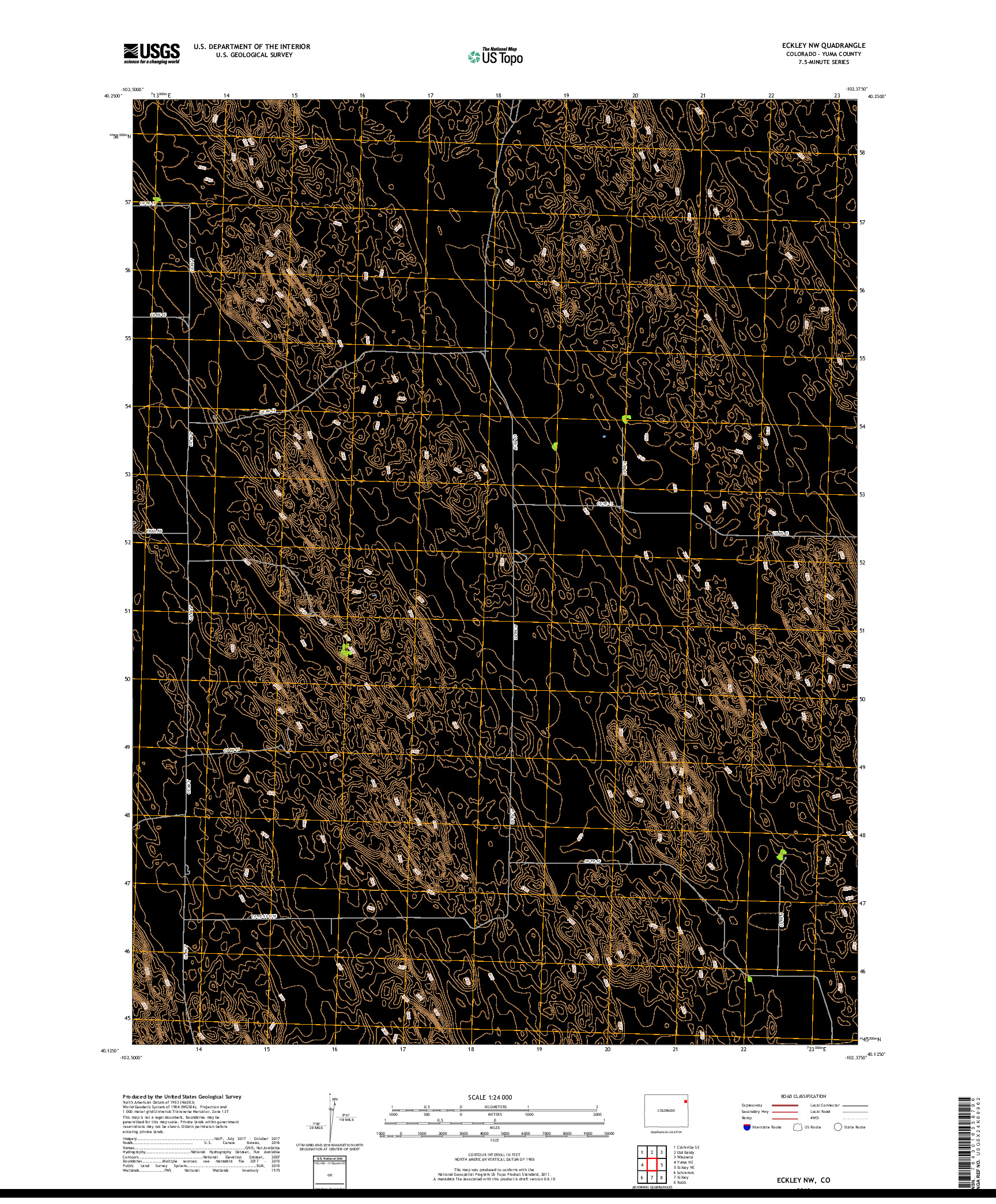 USGS US TOPO 7.5-MINUTE MAP FOR ECKLEY NW, CO 2019