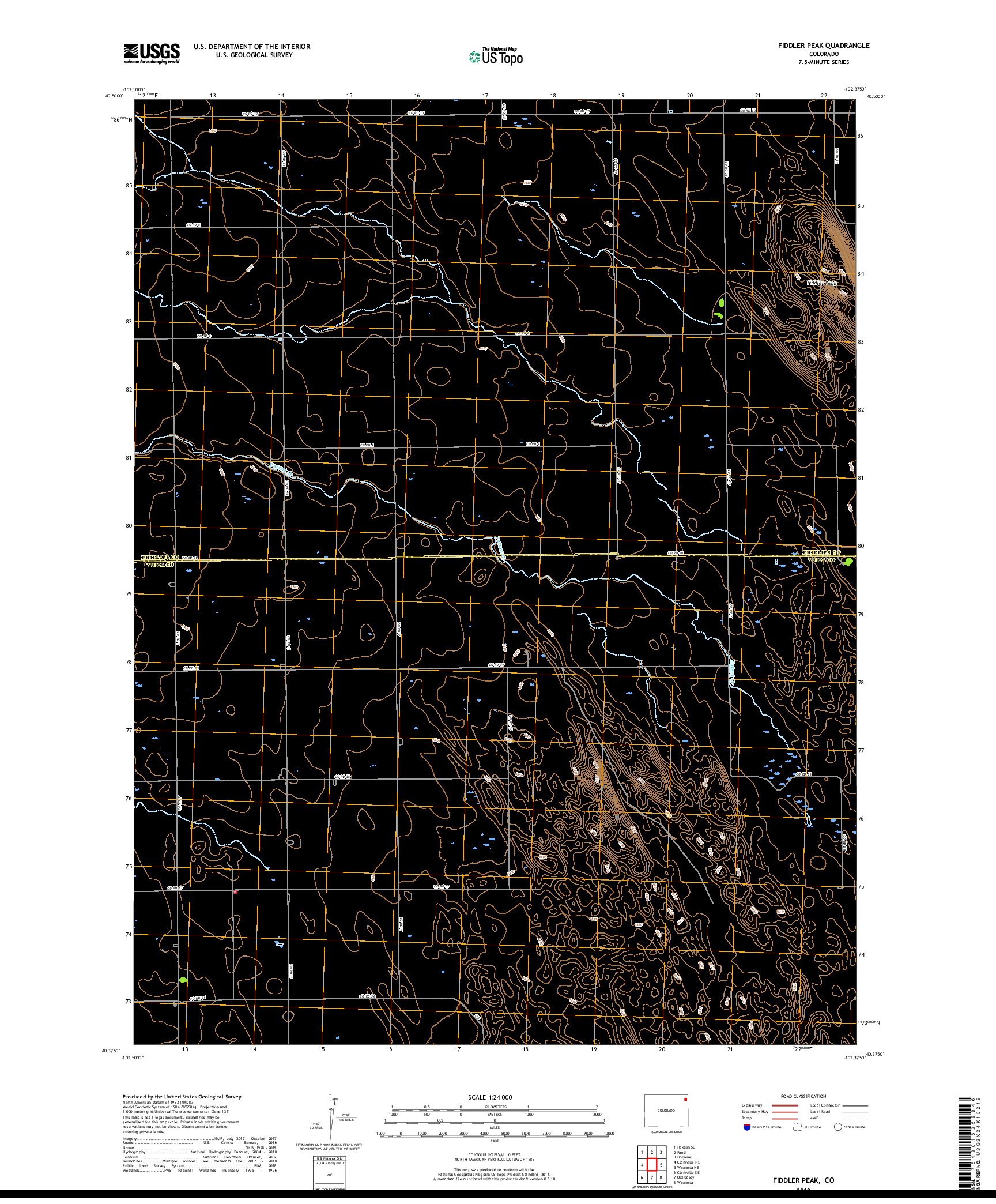 USGS US TOPO 7.5-MINUTE MAP FOR FIDDLER PEAK, CO 2019
