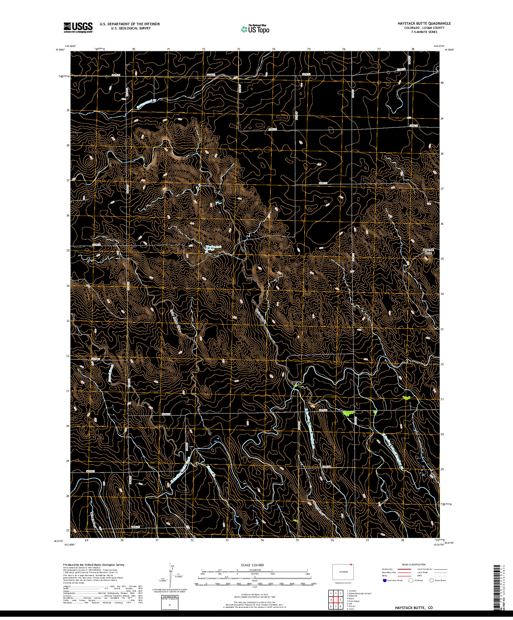 USGS US TOPO 7.5-MINUTE MAP FOR HAYSTACK BUTTE, CO 2019