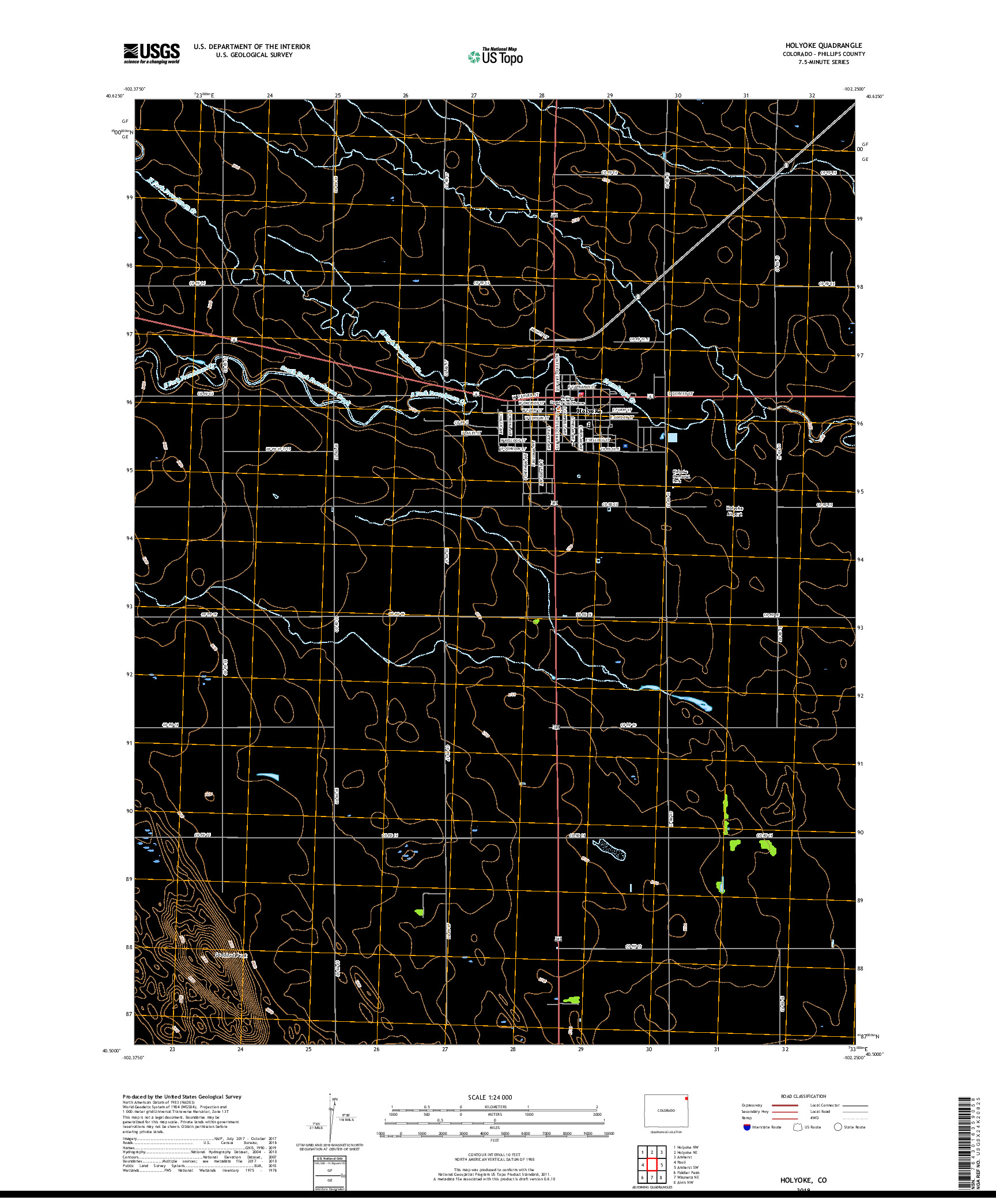 USGS US TOPO 7.5-MINUTE MAP FOR HOLYOKE, CO 2019