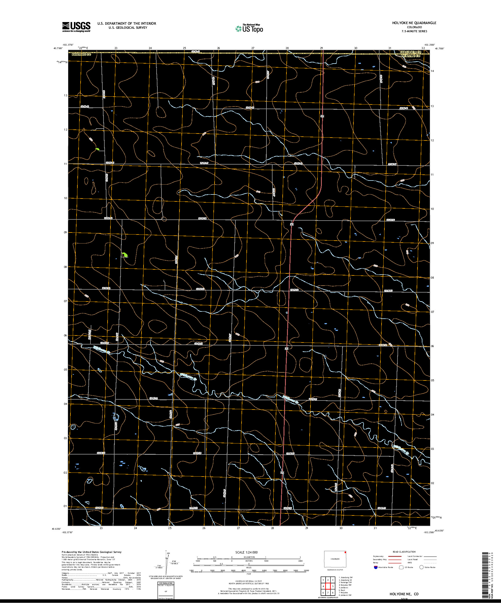 USGS US TOPO 7.5-MINUTE MAP FOR HOLYOKE NE, CO 2019