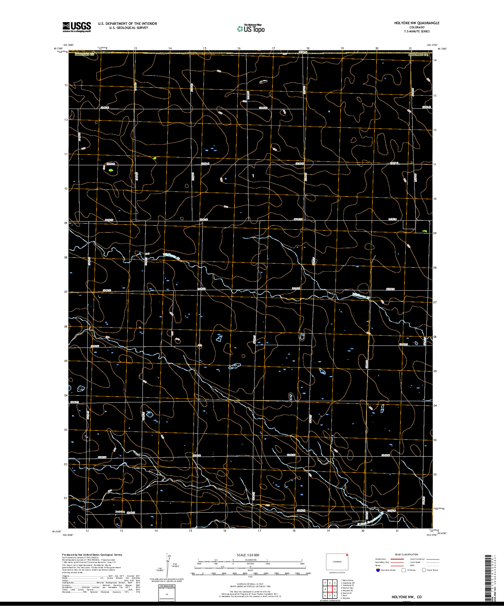 USGS US TOPO 7.5-MINUTE MAP FOR HOLYOKE NW, CO 2019