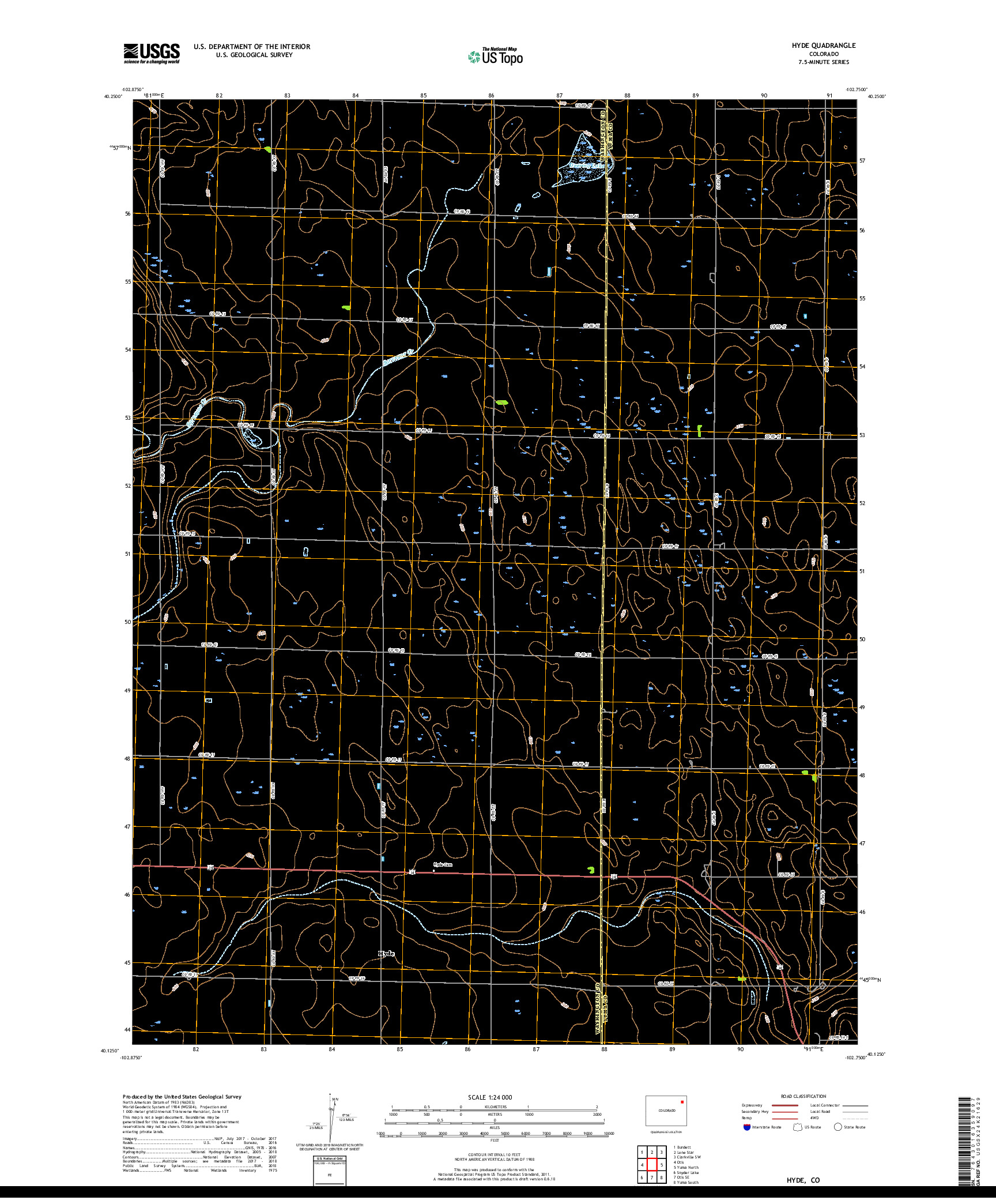 USGS US TOPO 7.5-MINUTE MAP FOR HYDE, CO 2019