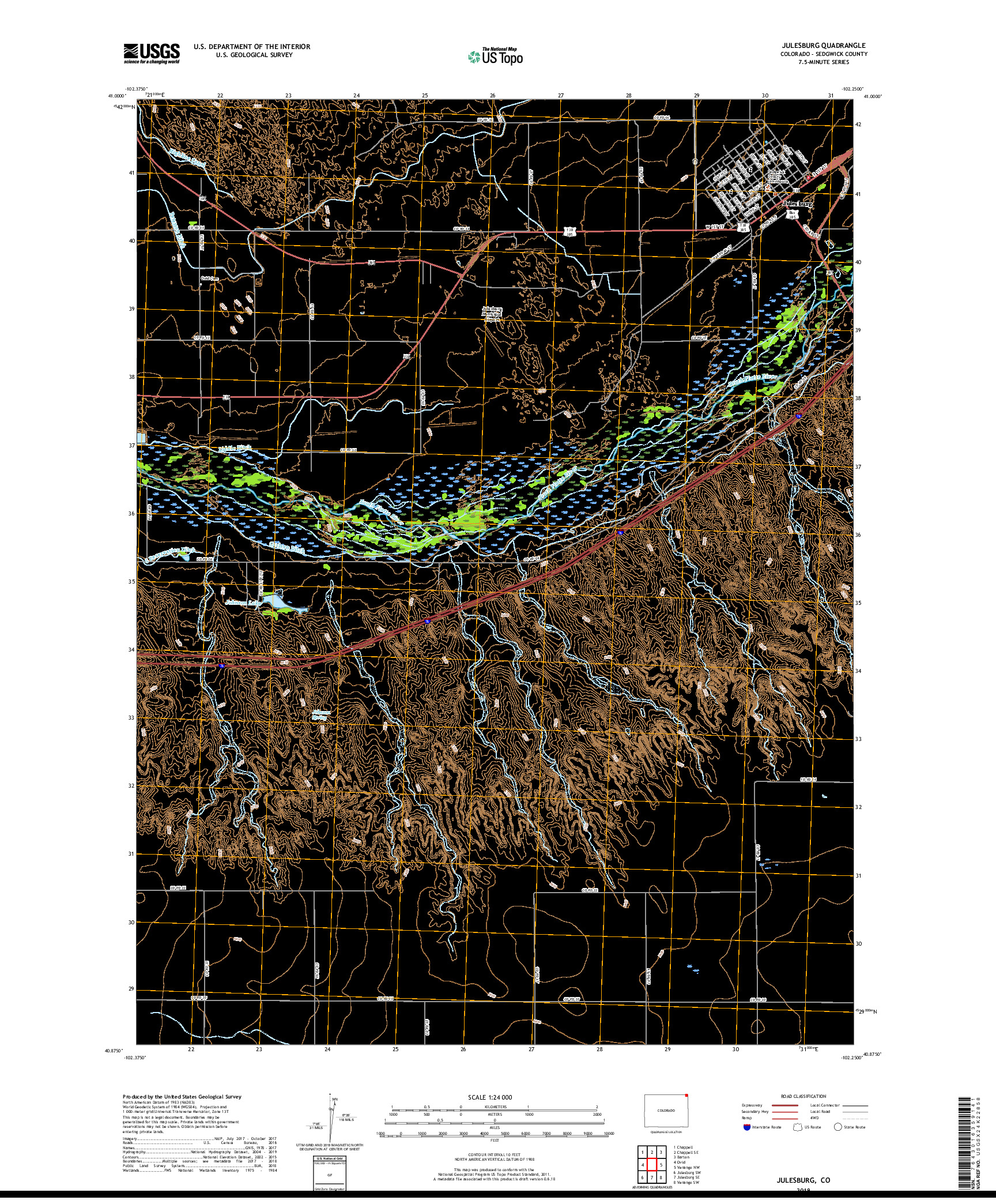 USGS US TOPO 7.5-MINUTE MAP FOR JULESBURG, CO 2019