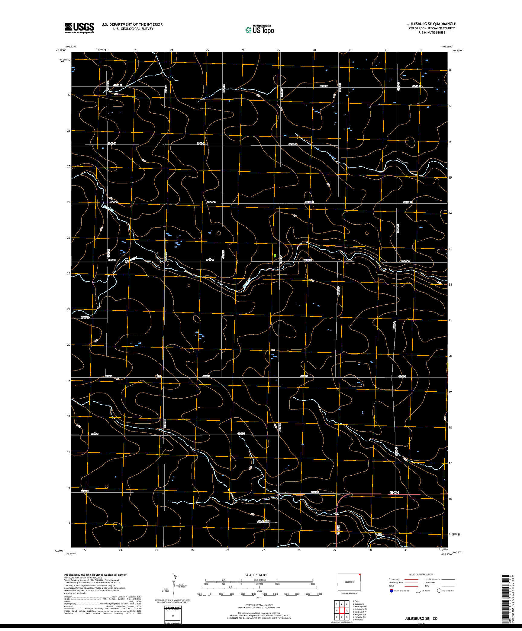 USGS US TOPO 7.5-MINUTE MAP FOR JULESBURG SE, CO 2019