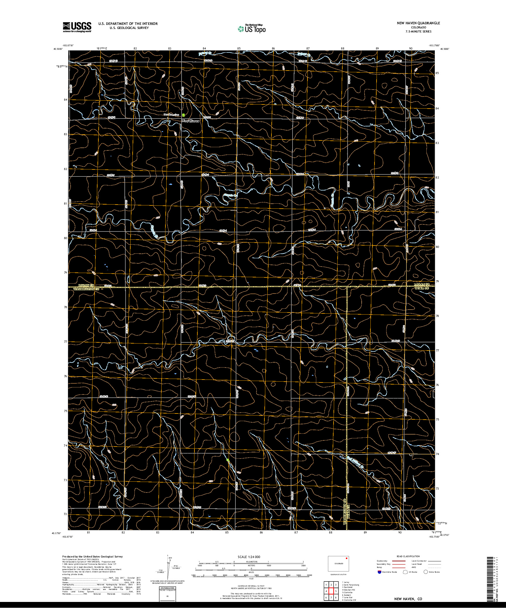 USGS US TOPO 7.5-MINUTE MAP FOR NEW HAVEN, CO 2019