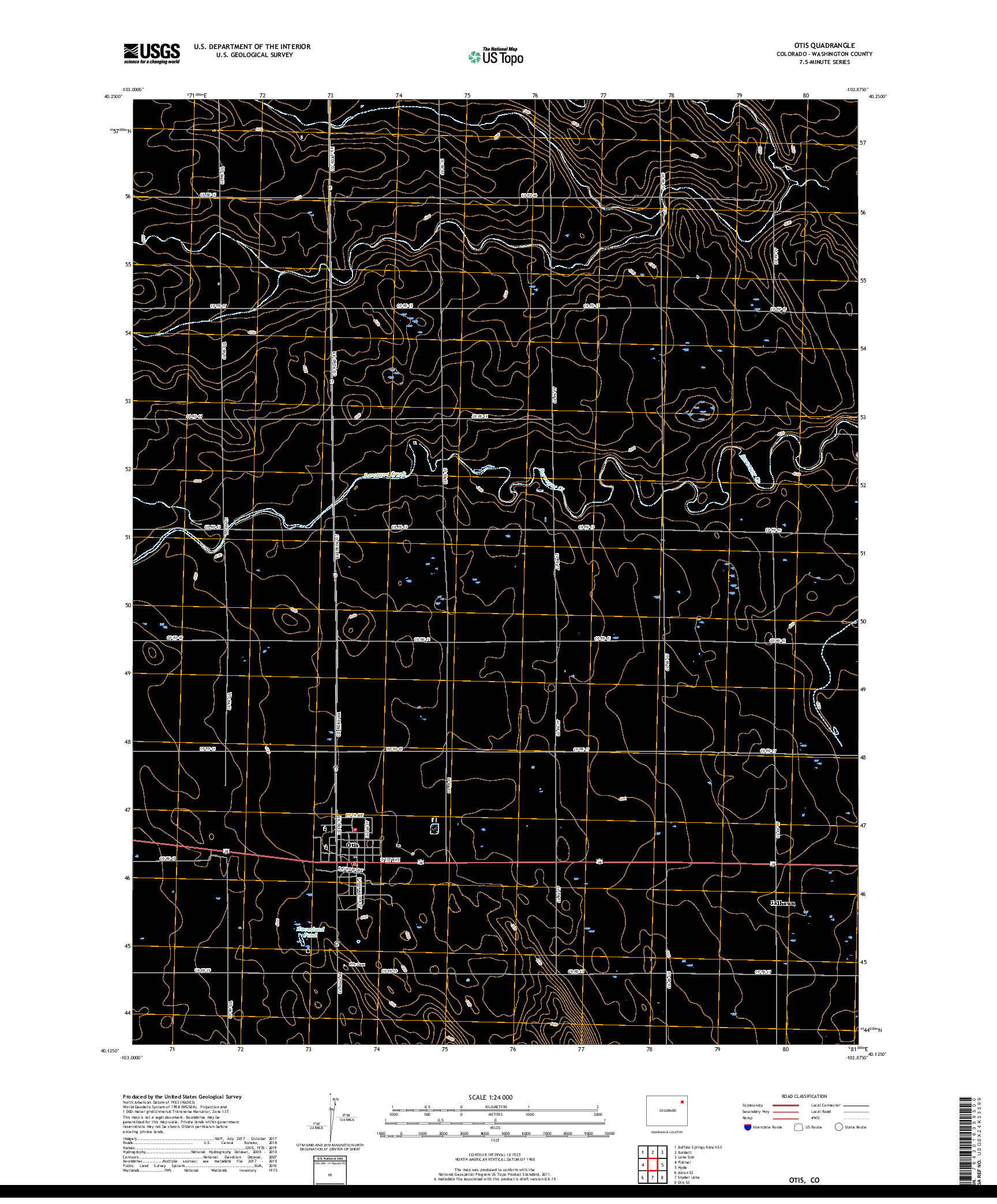 USGS US TOPO 7.5-MINUTE MAP FOR OTIS, CO 2019