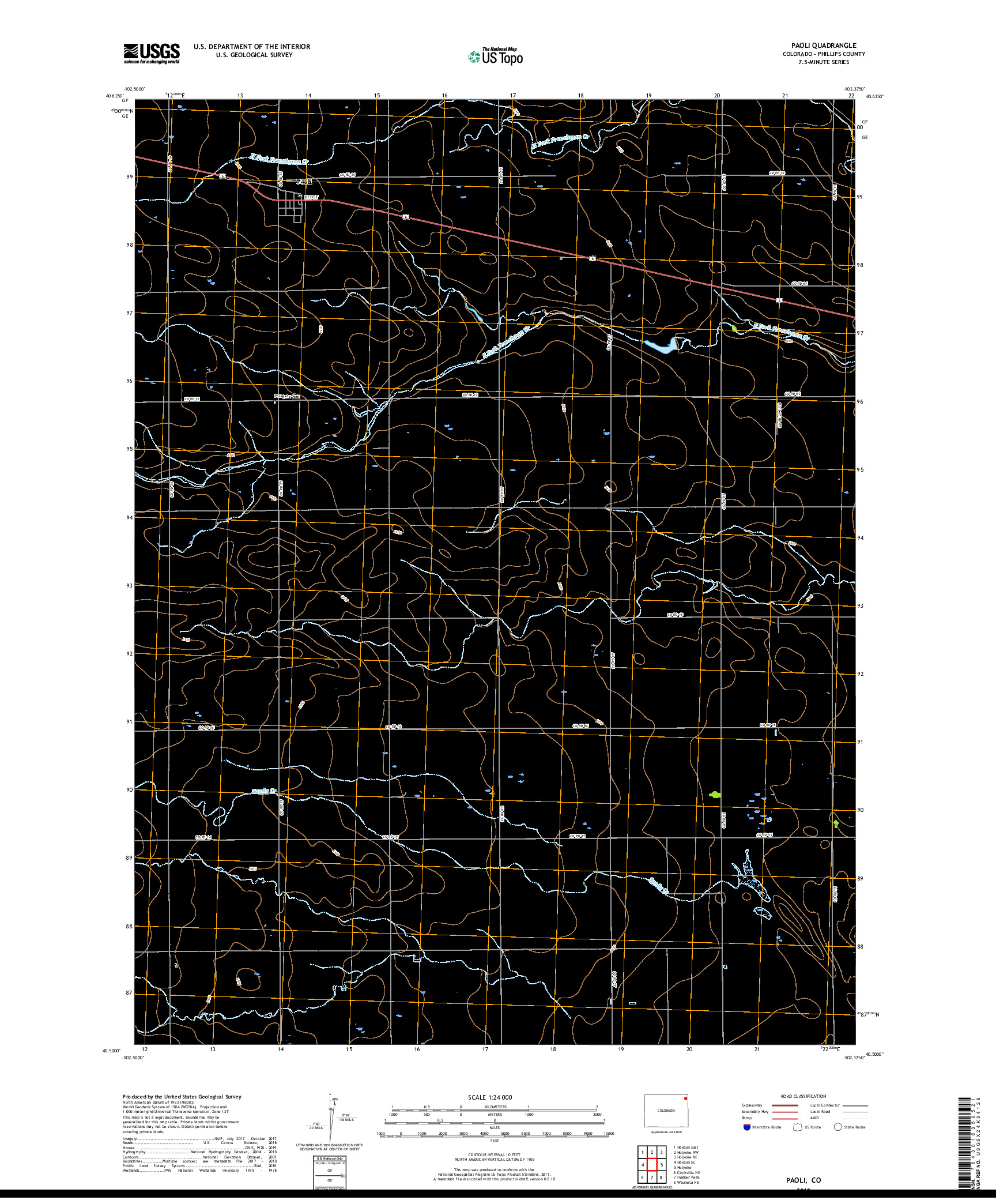 USGS US TOPO 7.5-MINUTE MAP FOR PAOLI, CO 2019