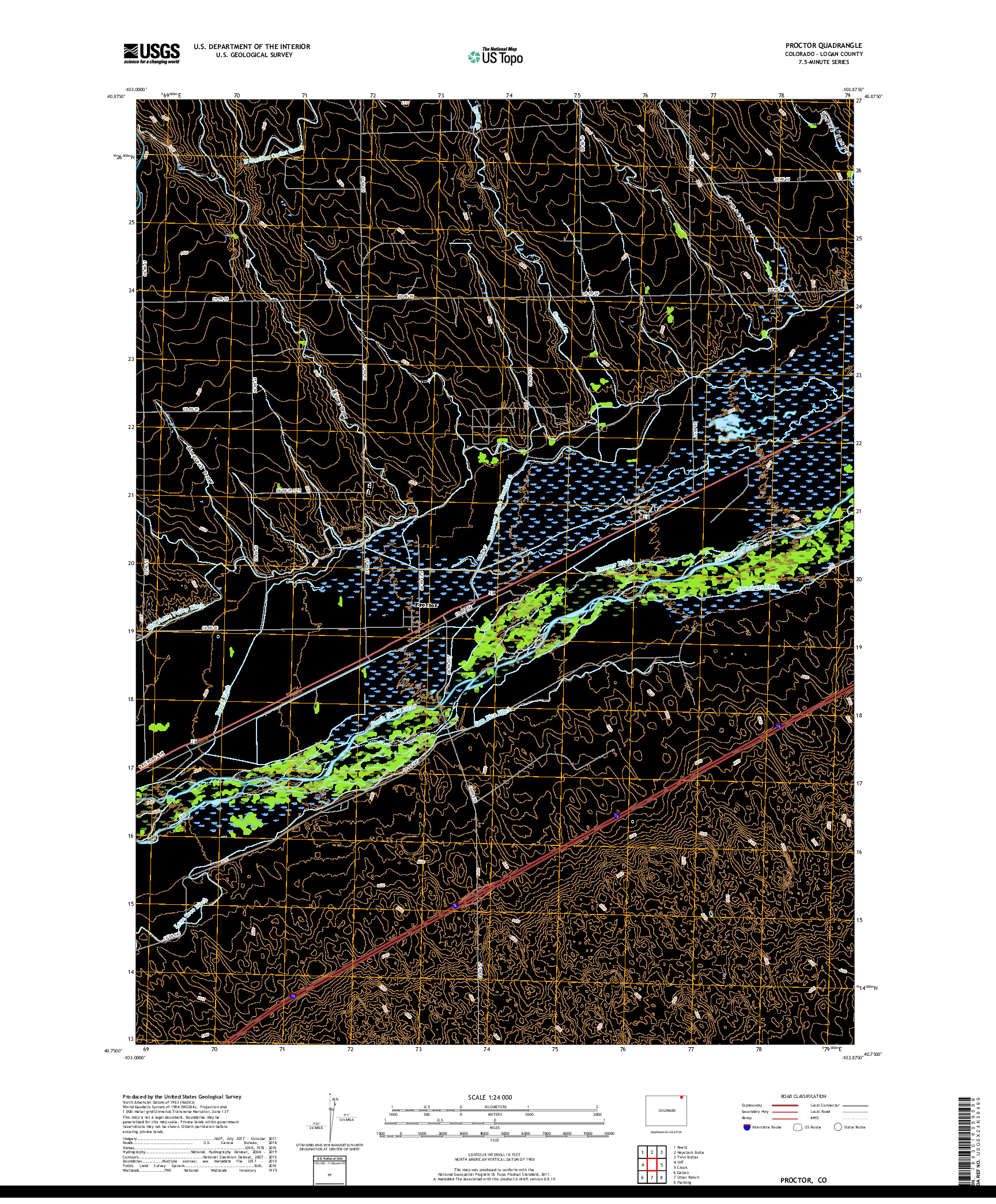 USGS US TOPO 7.5-MINUTE MAP FOR PROCTOR, CO 2019