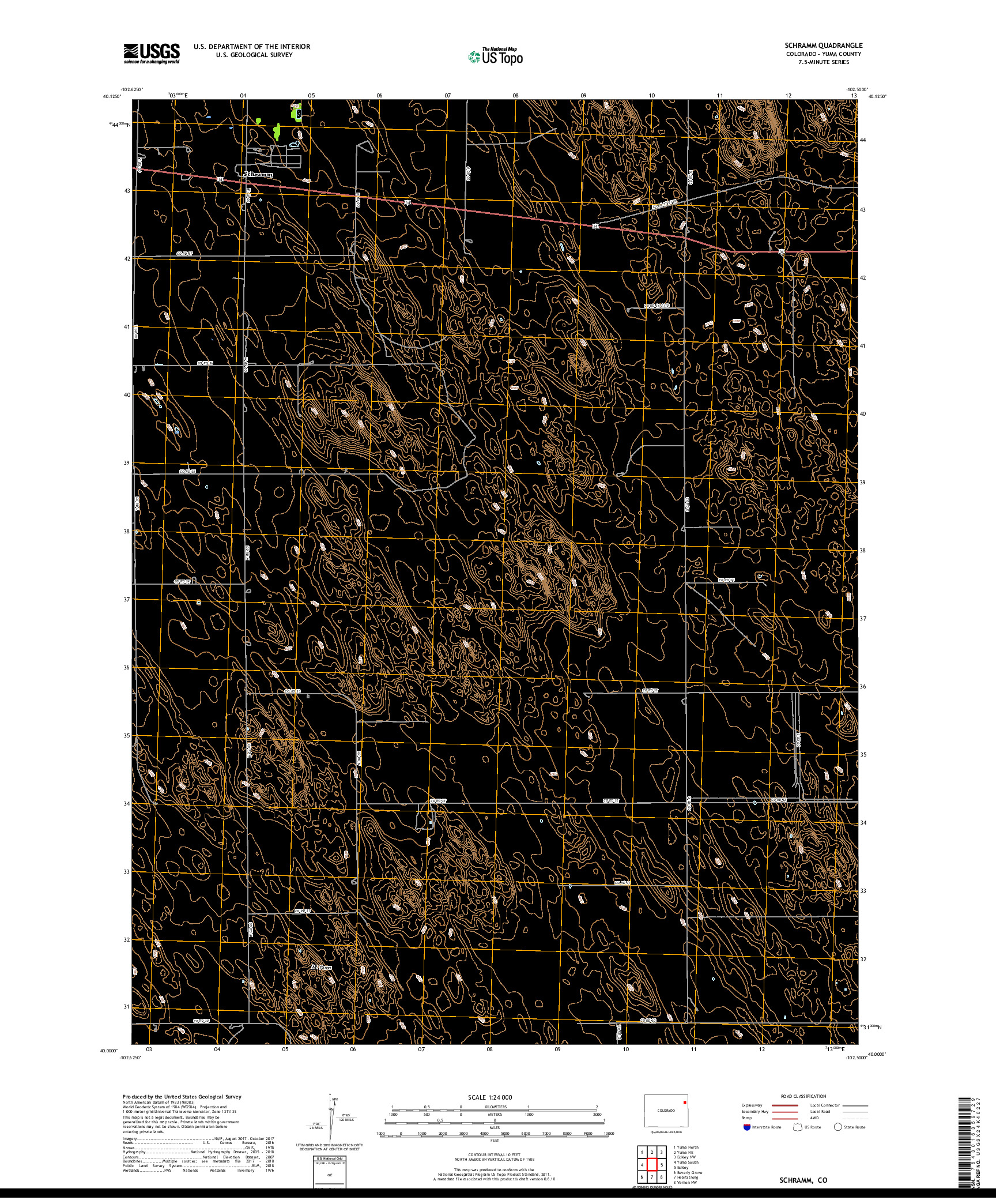 USGS US TOPO 7.5-MINUTE MAP FOR SCHRAMM, CO 2019