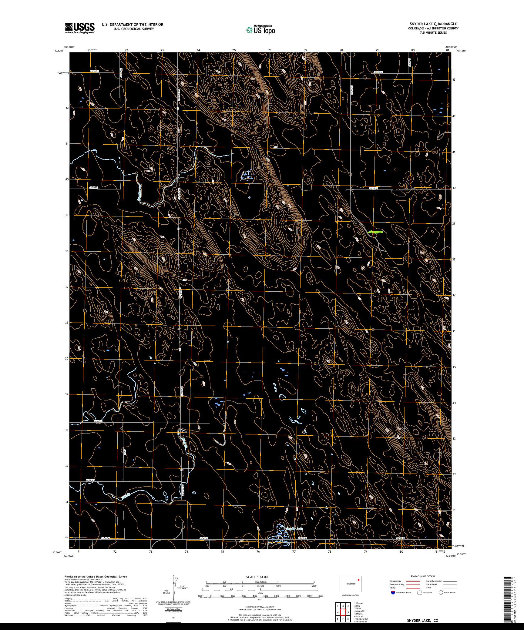 USGS US TOPO 7.5-MINUTE MAP FOR SNYDER LAKE, CO 2019