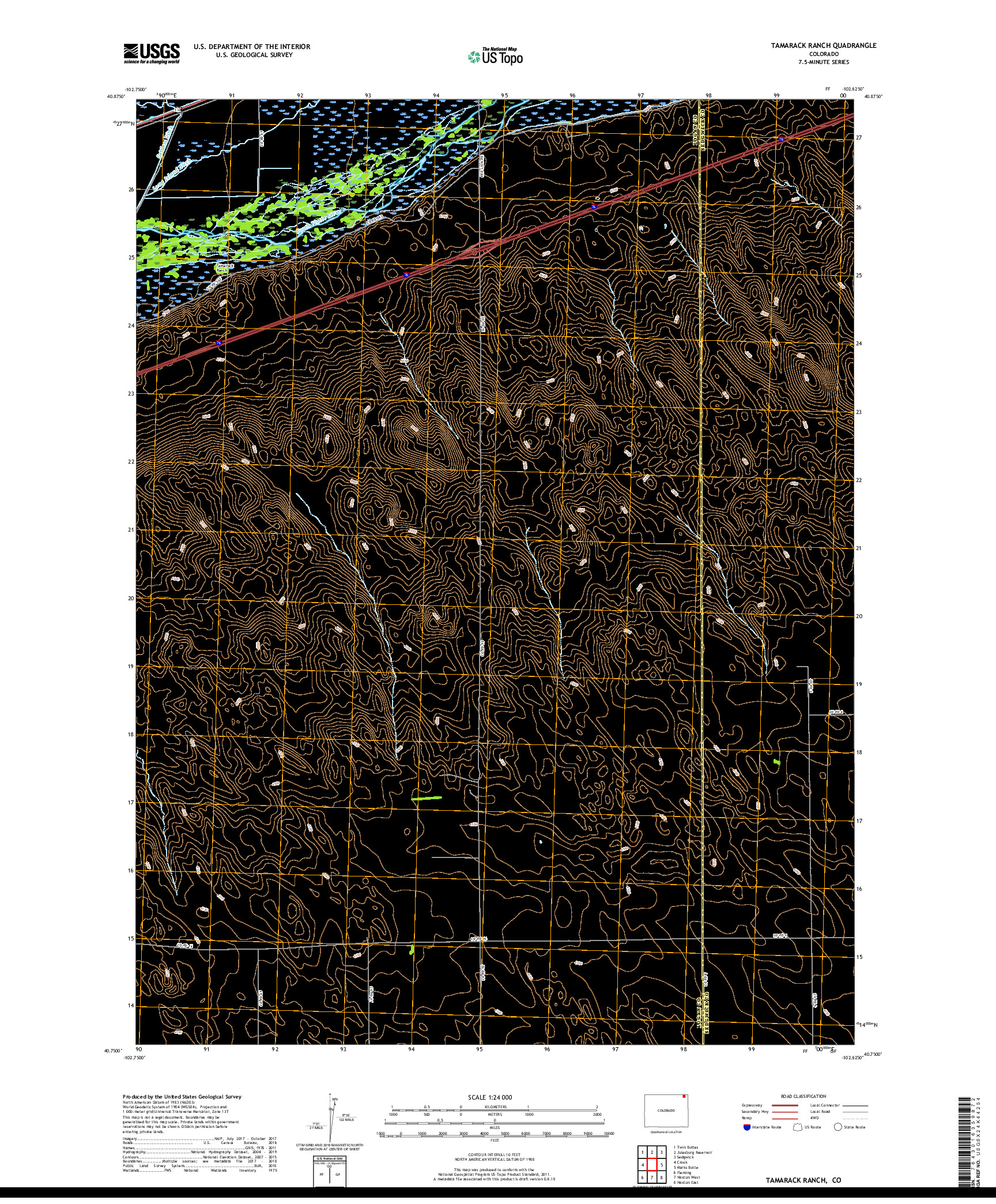 USGS US TOPO 7.5-MINUTE MAP FOR TAMARACK RANCH, CO 2019