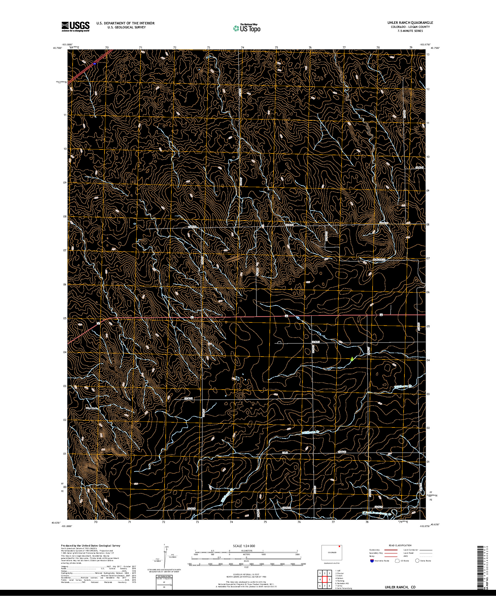USGS US TOPO 7.5-MINUTE MAP FOR UHLER RANCH, CO 2019