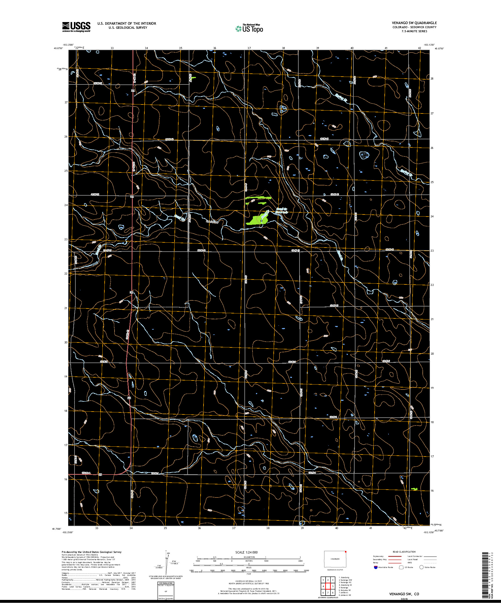 USGS US TOPO 7.5-MINUTE MAP FOR VENANGO SW, CO 2019