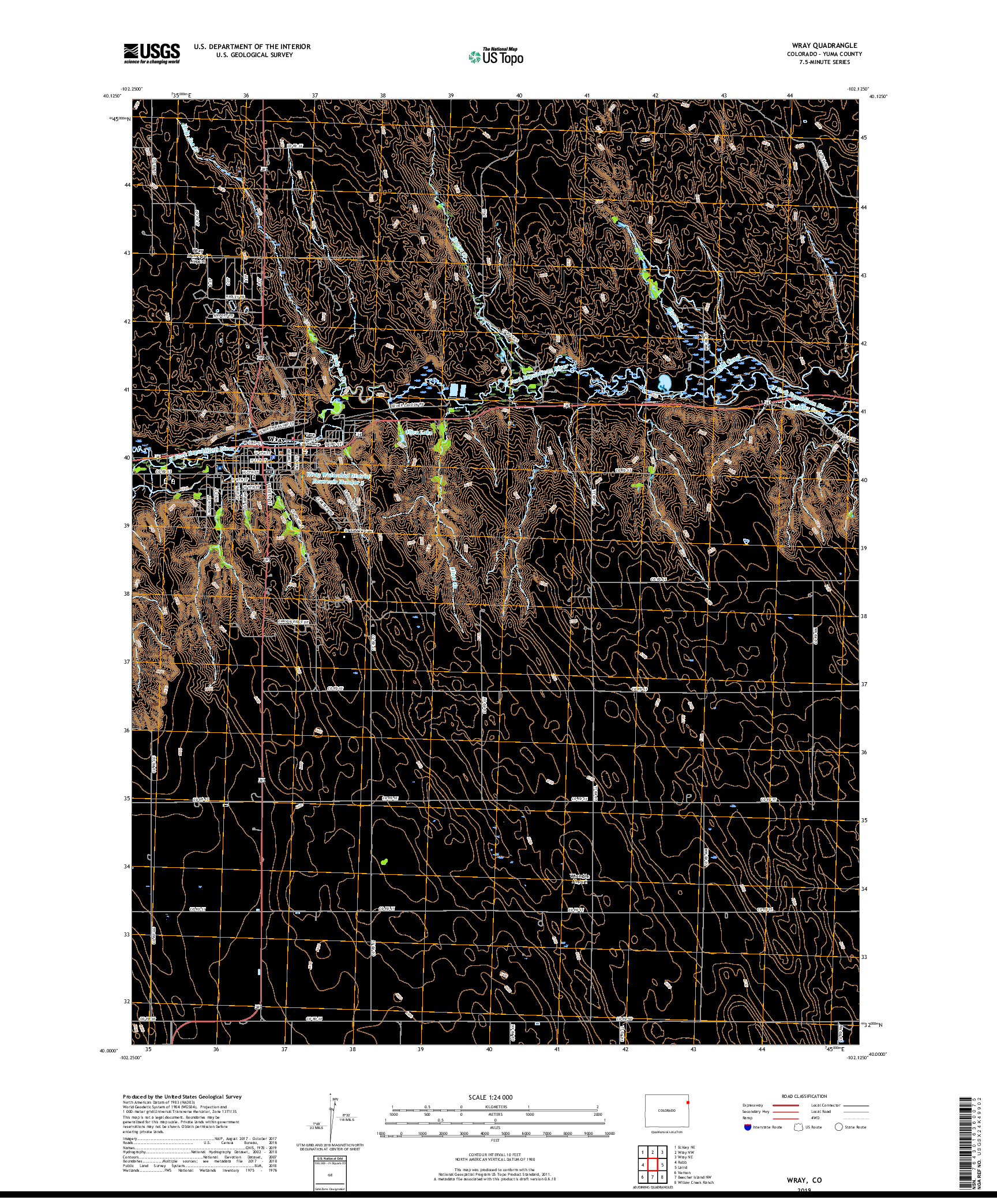 USGS US TOPO 7.5-MINUTE MAP FOR WRAY, CO 2019