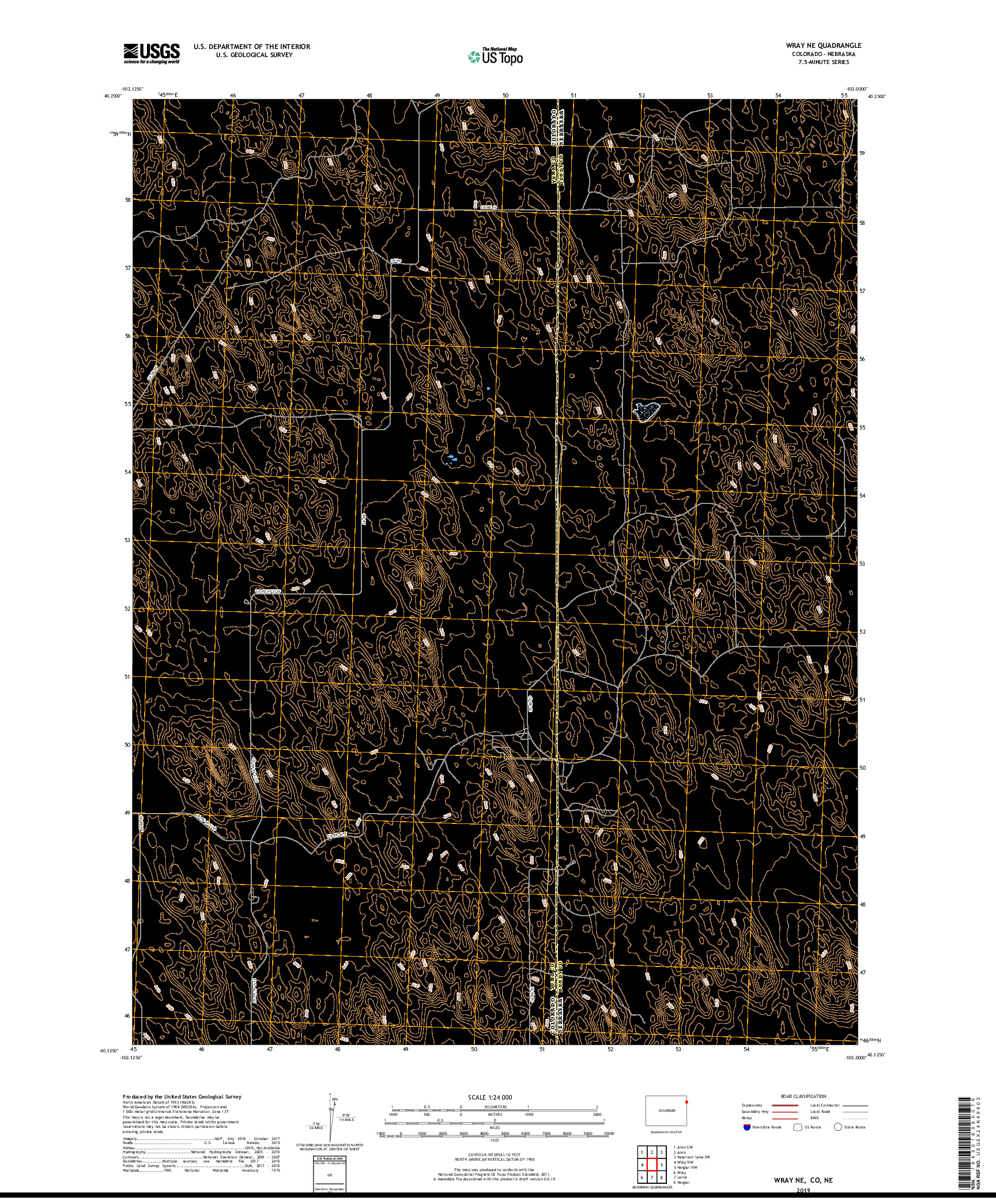 USGS US TOPO 7.5-MINUTE MAP FOR WRAY NE, CO,NE 2019