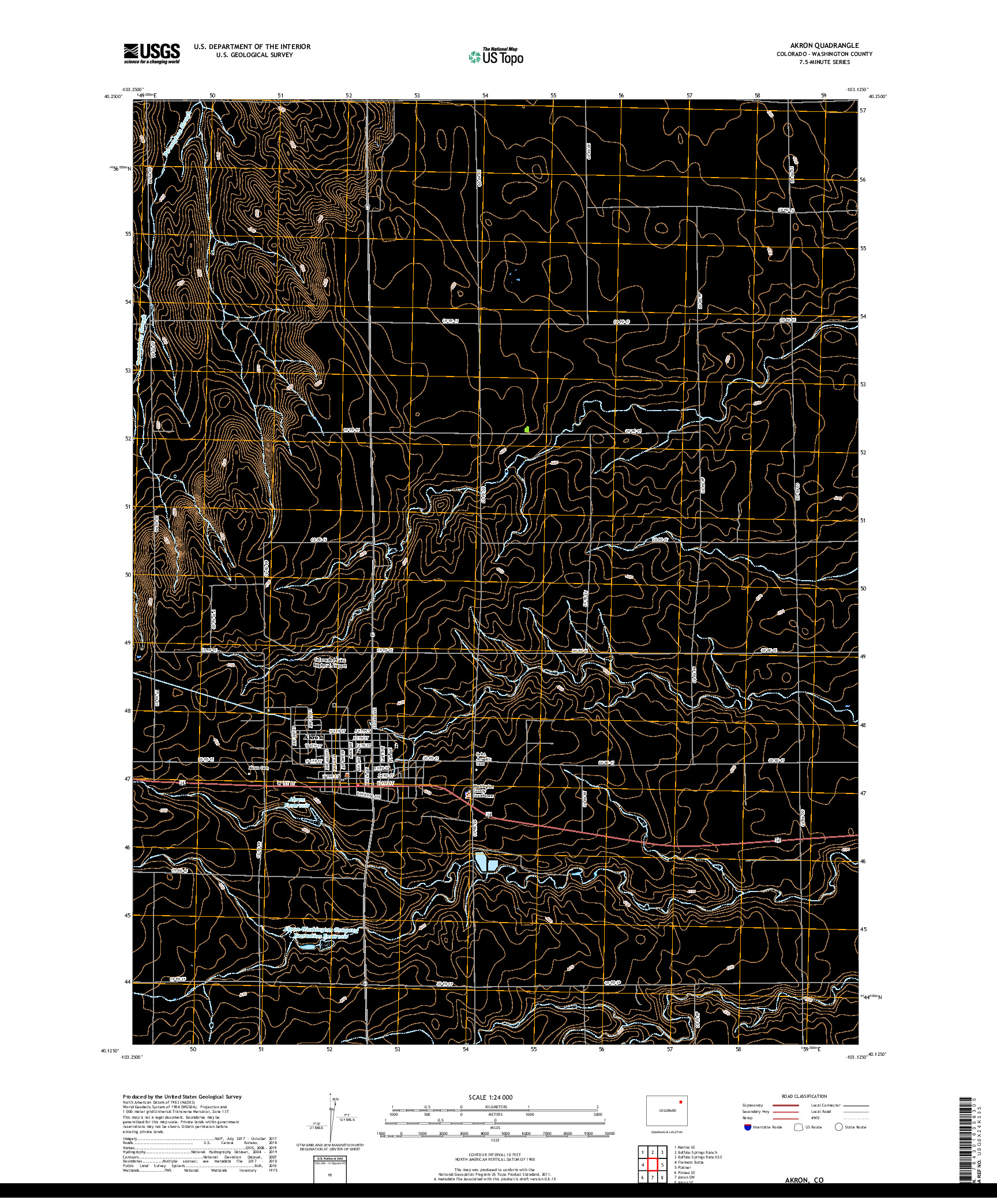 USGS US TOPO 7.5-MINUTE MAP FOR AKRON, CO 2019
