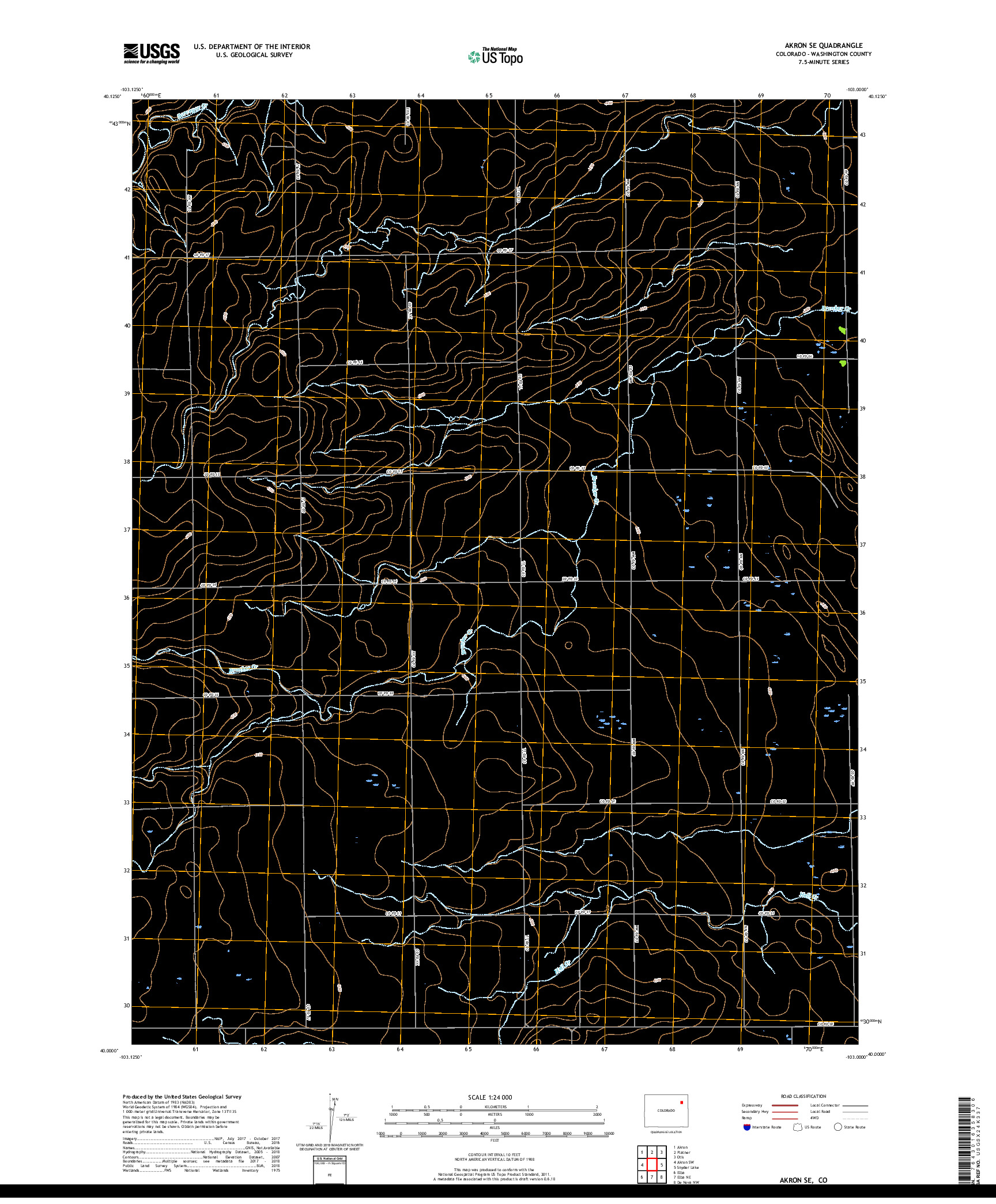 USGS US TOPO 7.5-MINUTE MAP FOR AKRON SE, CO 2019